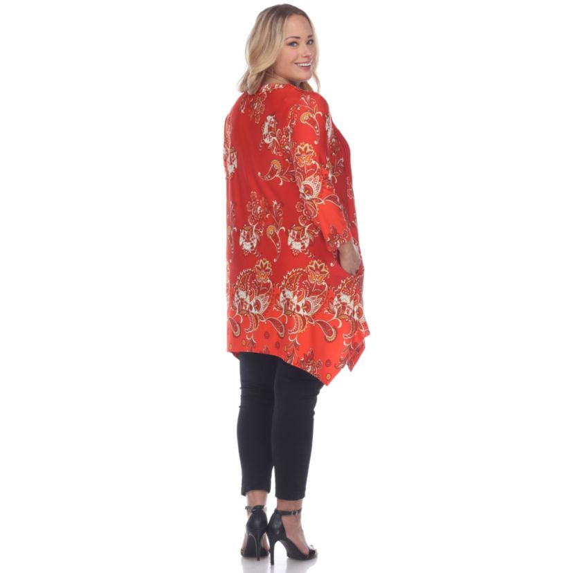 Plus Size Paisley Scoop Neck Tunic Top with Pockets