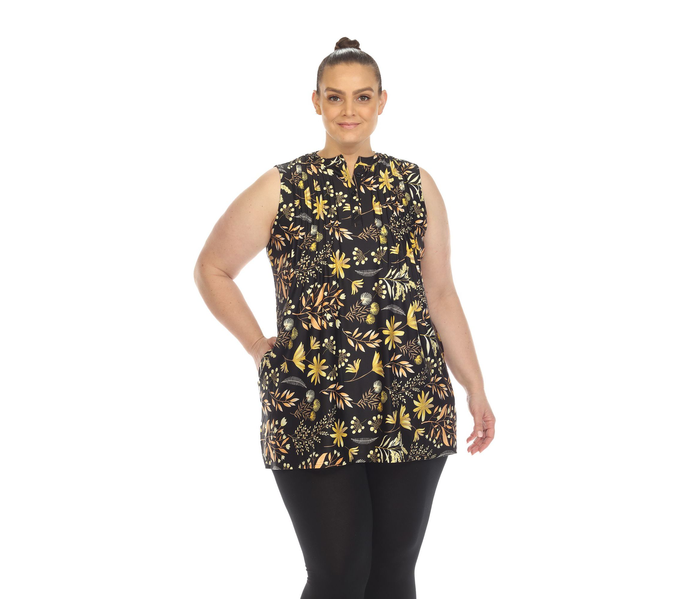 Plus Size Floral Sleeveless Tunic Top
