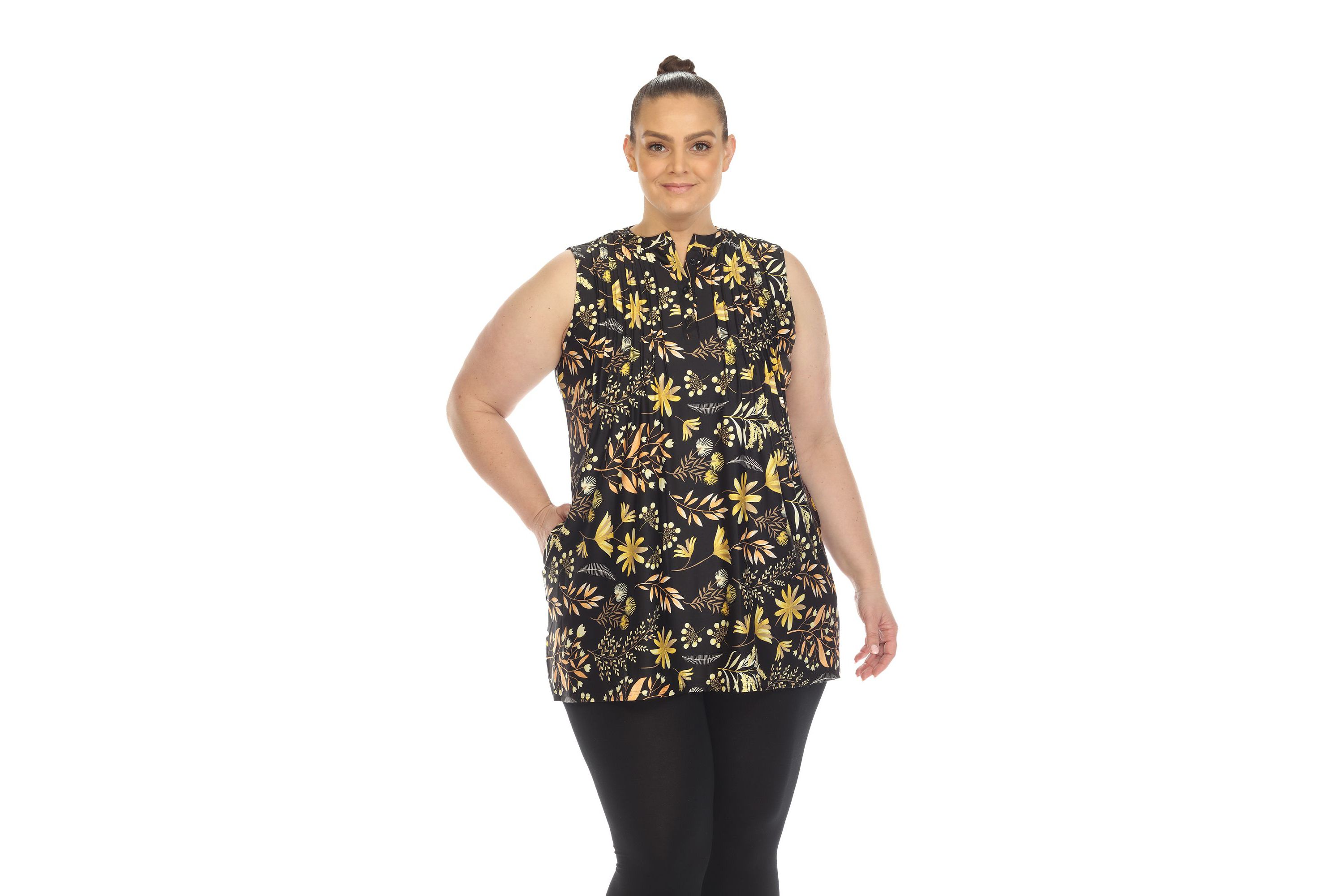 Plus Size Floral Sleeveless Tunic Top