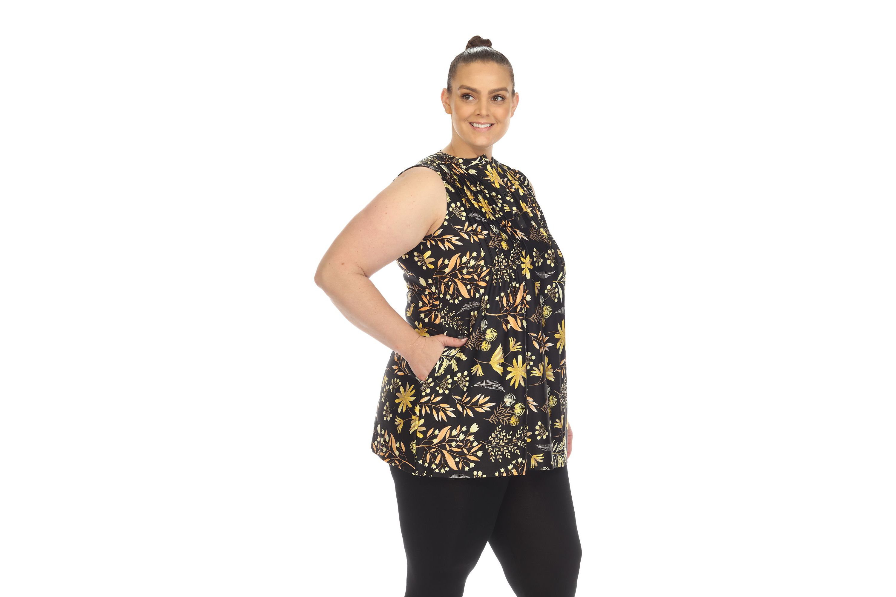 Plus Size Floral Sleeveless Tunic Top