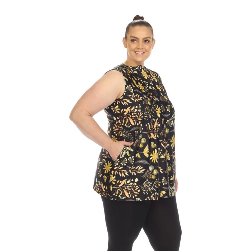 Plus Size Floral Sleeveless Tunic Top