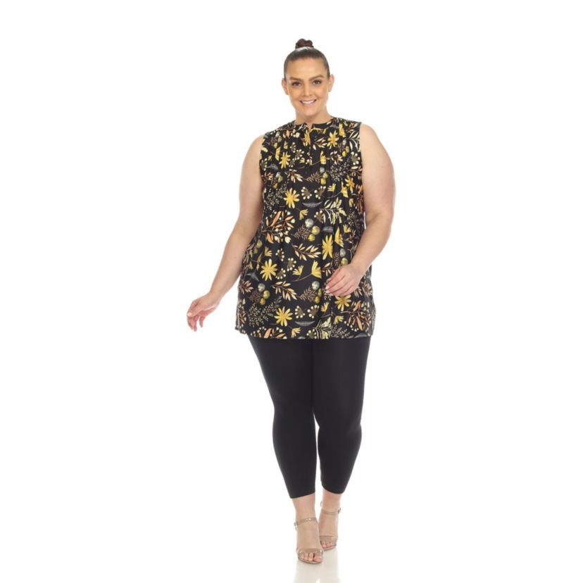 Plus Size Floral Sleeveless Tunic Top
