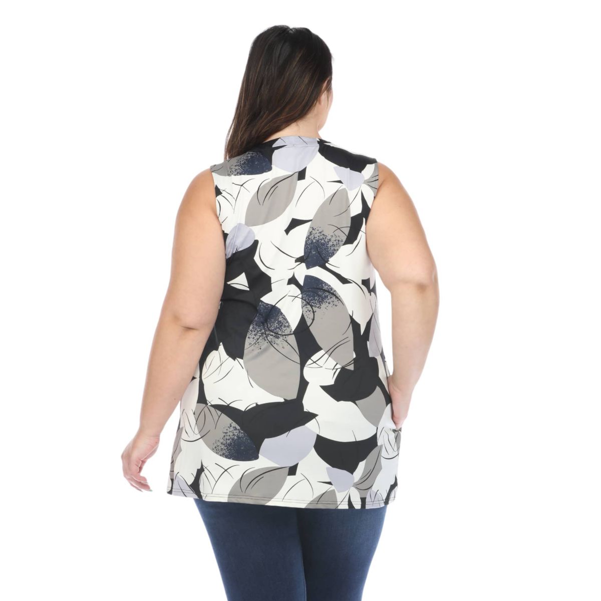 Plus Size Pleated Front Sleeveless Tunic Top