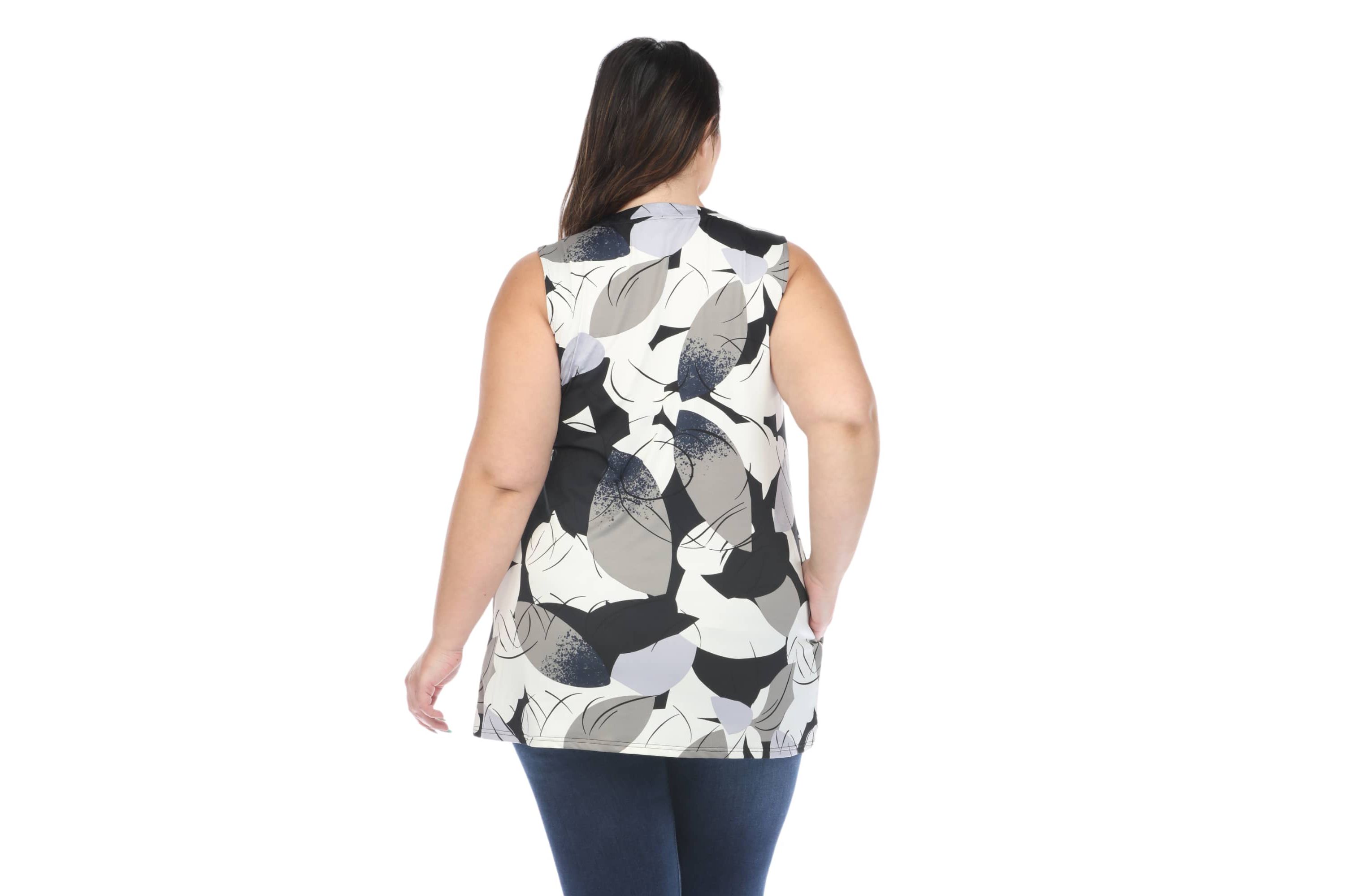 Plus Size Pleated Front Sleeveless Tunic Top
