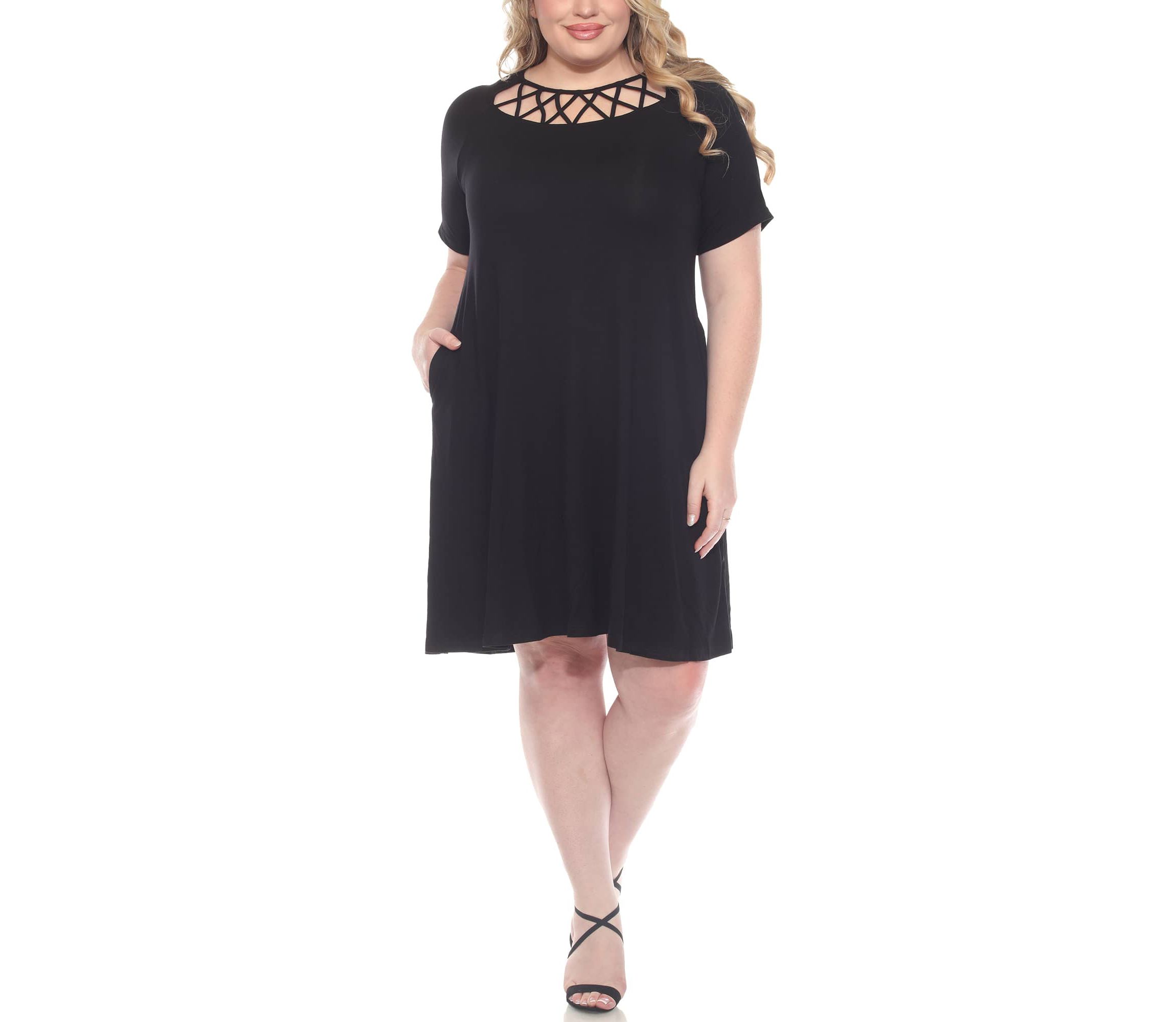 white mark dresses Women's Plus Size Tee Swing Midi Dress, Pink, 3X Style it with ease or add some accessories White Mark Dresses for Women