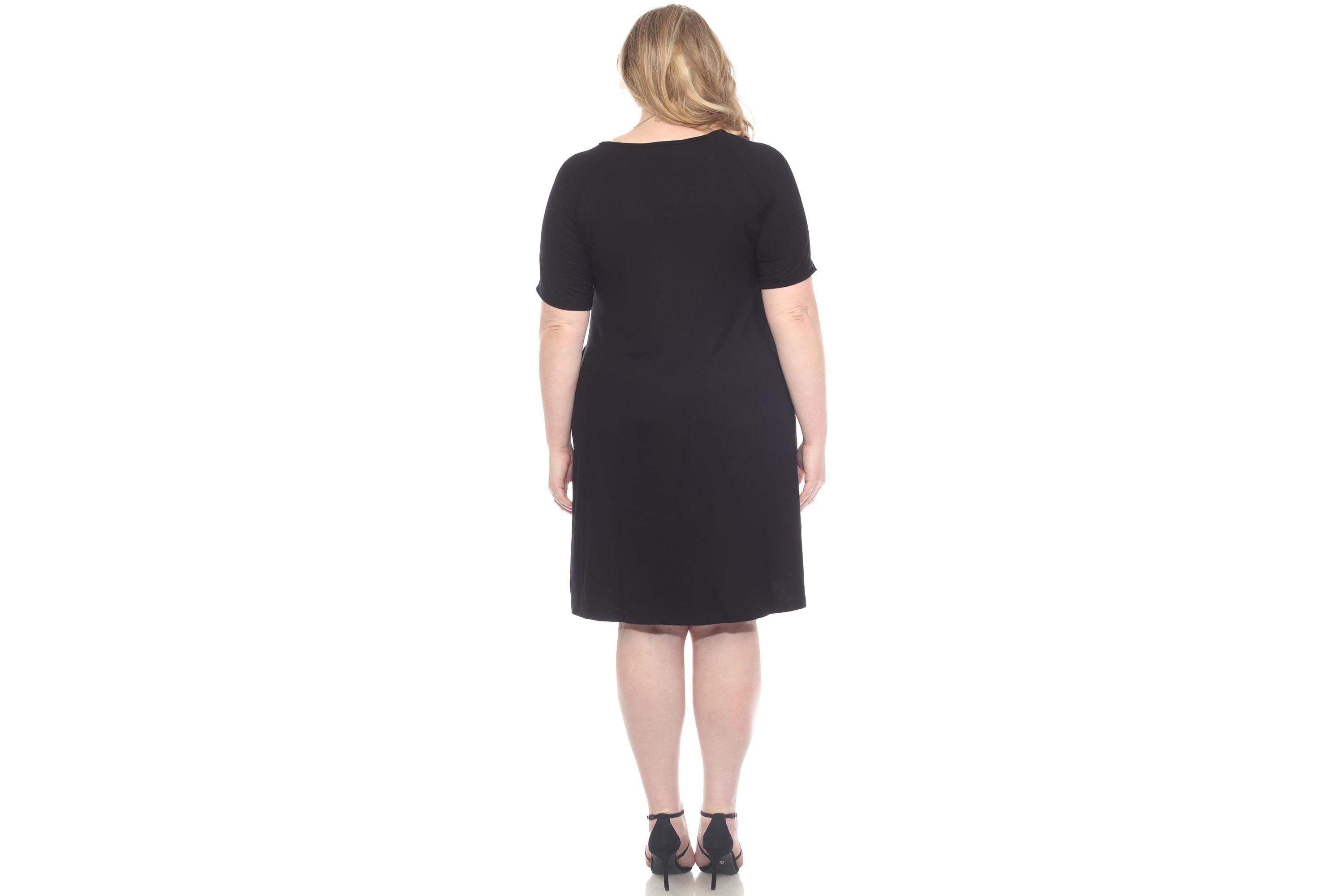 Plus Size Short Sleeve Criss-Cross Neck A-Line Dress