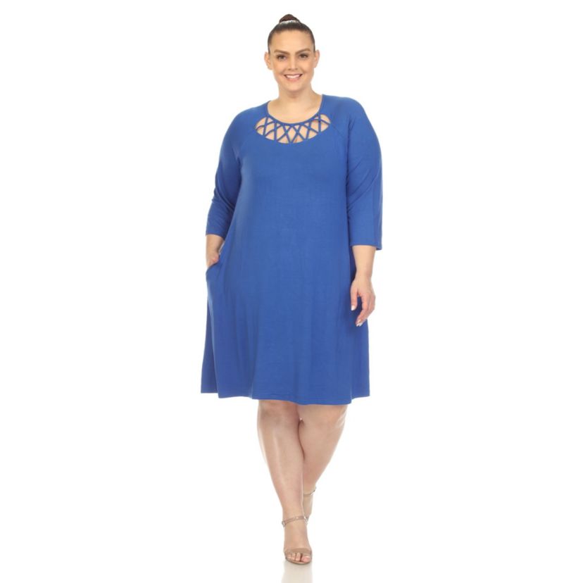Plus Size Criss Cross Neckline Swing Dress