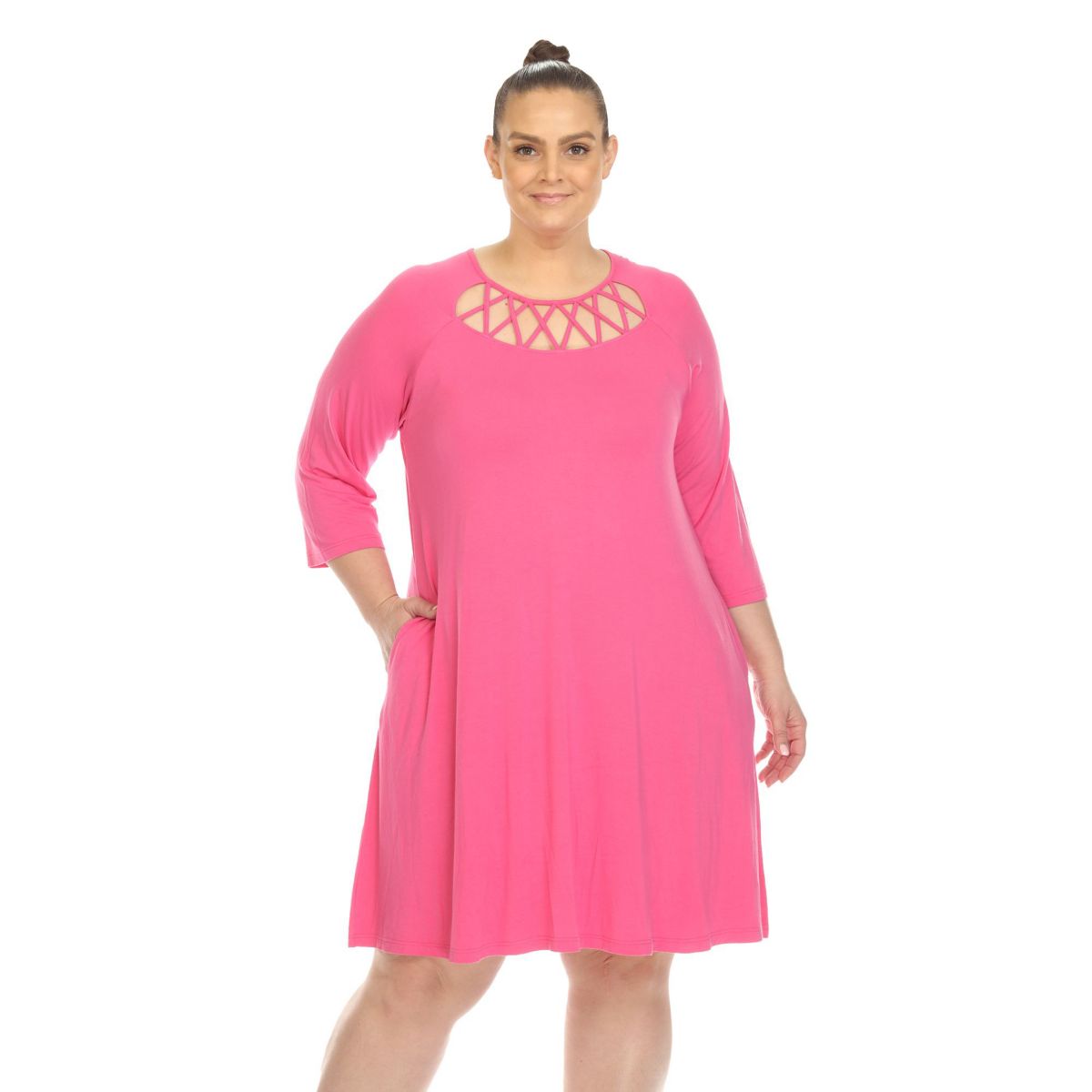 Plus Size Criss Cross Neckline Swing Dress