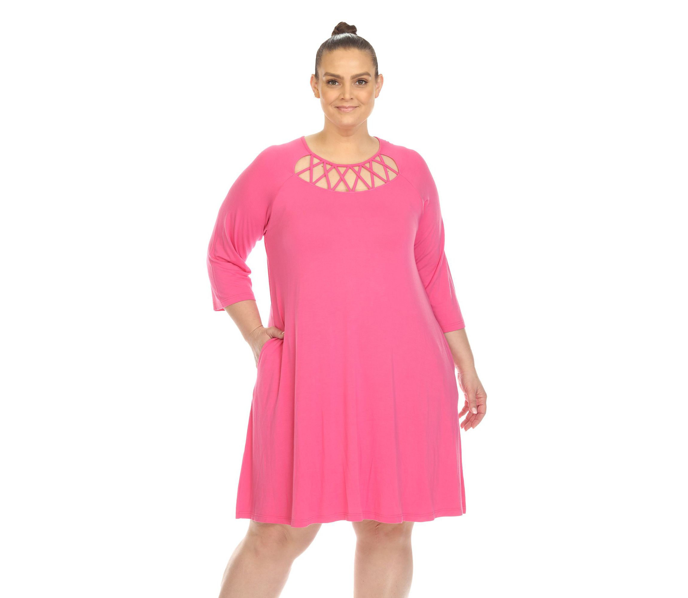 Plus Size Criss Cross Neckline Swing Dress