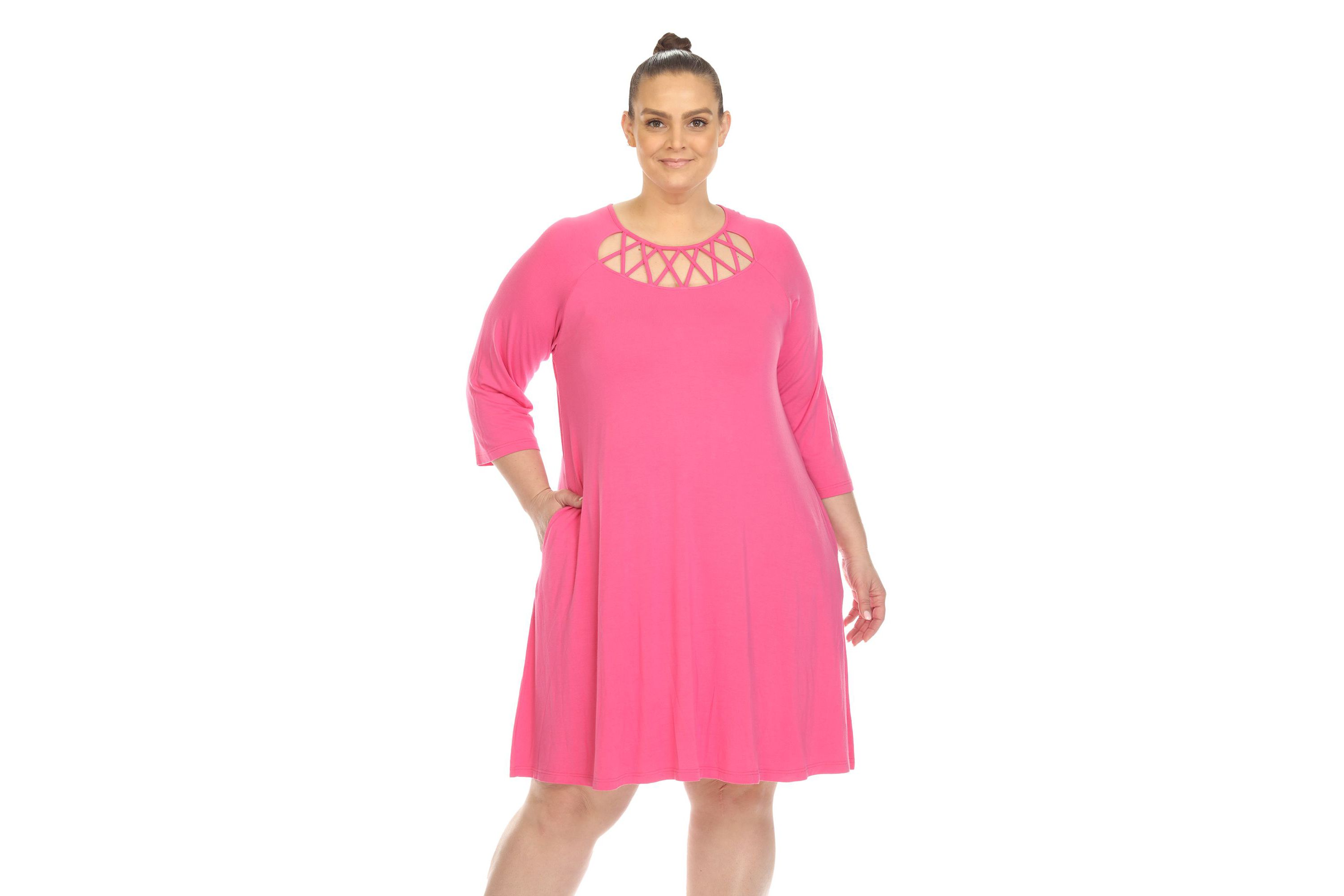 Plus Size Criss Cross Neckline Swing Dress