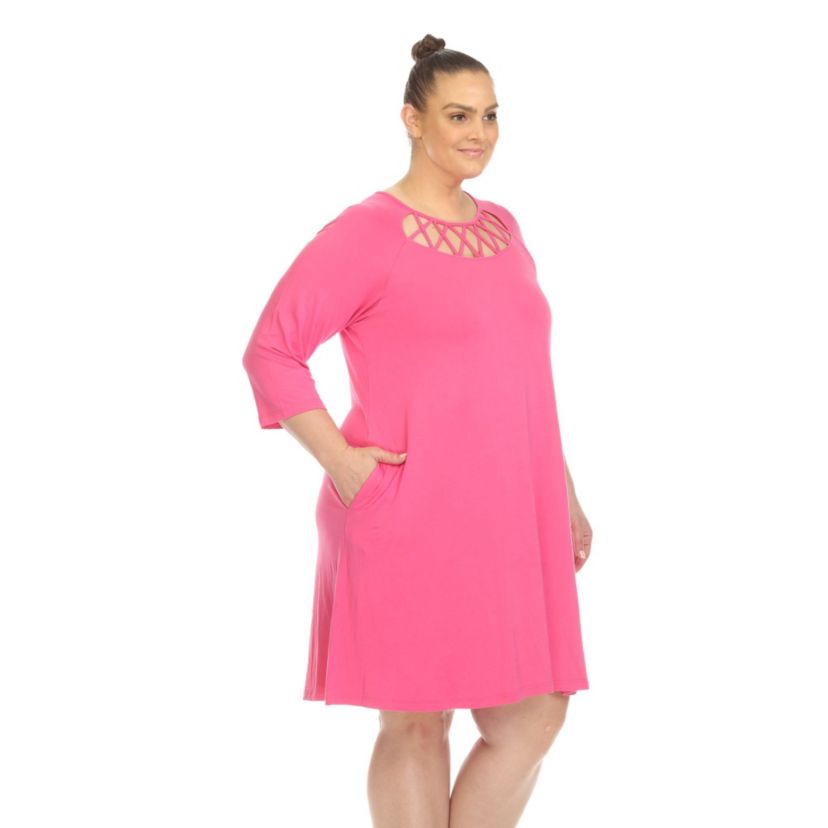 Plus Size Criss Cross Neckline Swing Dress
