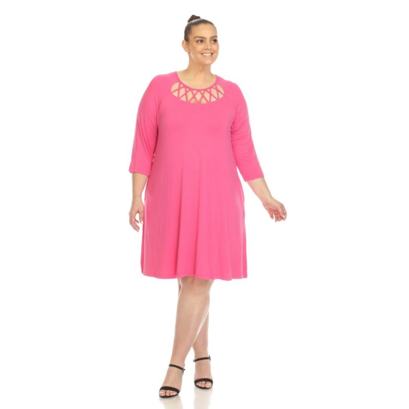 Plus Size Criss Cross Neckline Swing Dress