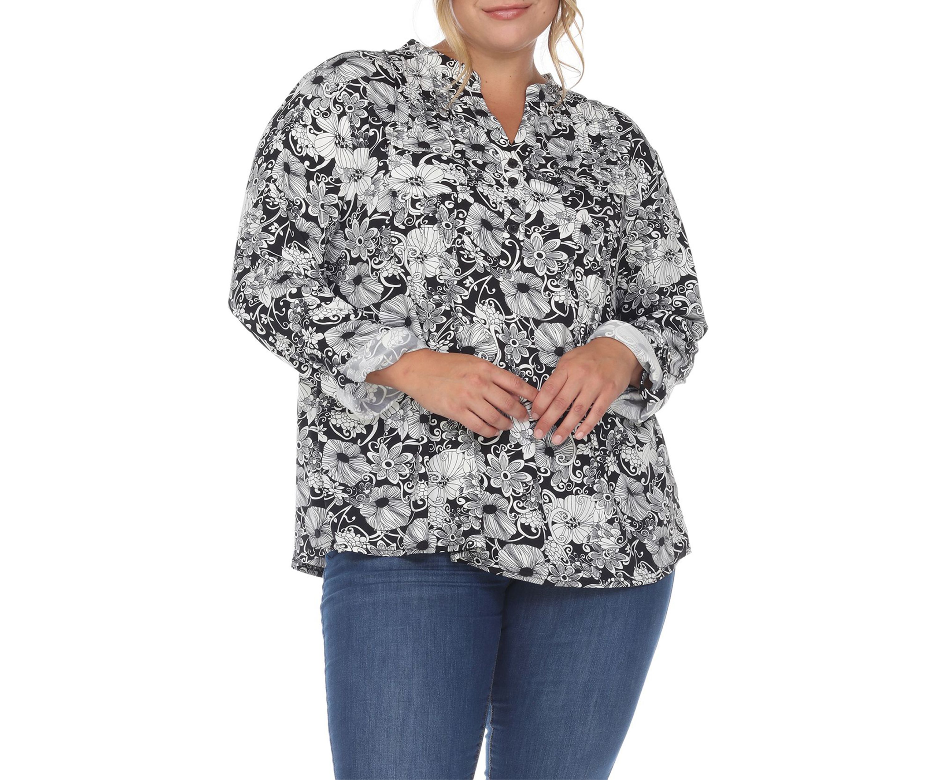 PS Pleated Long Sleeve Floral Print Blouse
