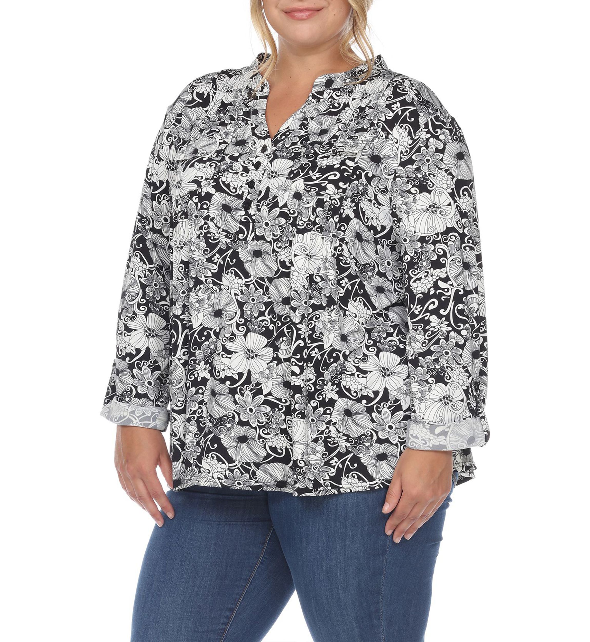 PS Pleated Long Sleeve Floral Print Blouse