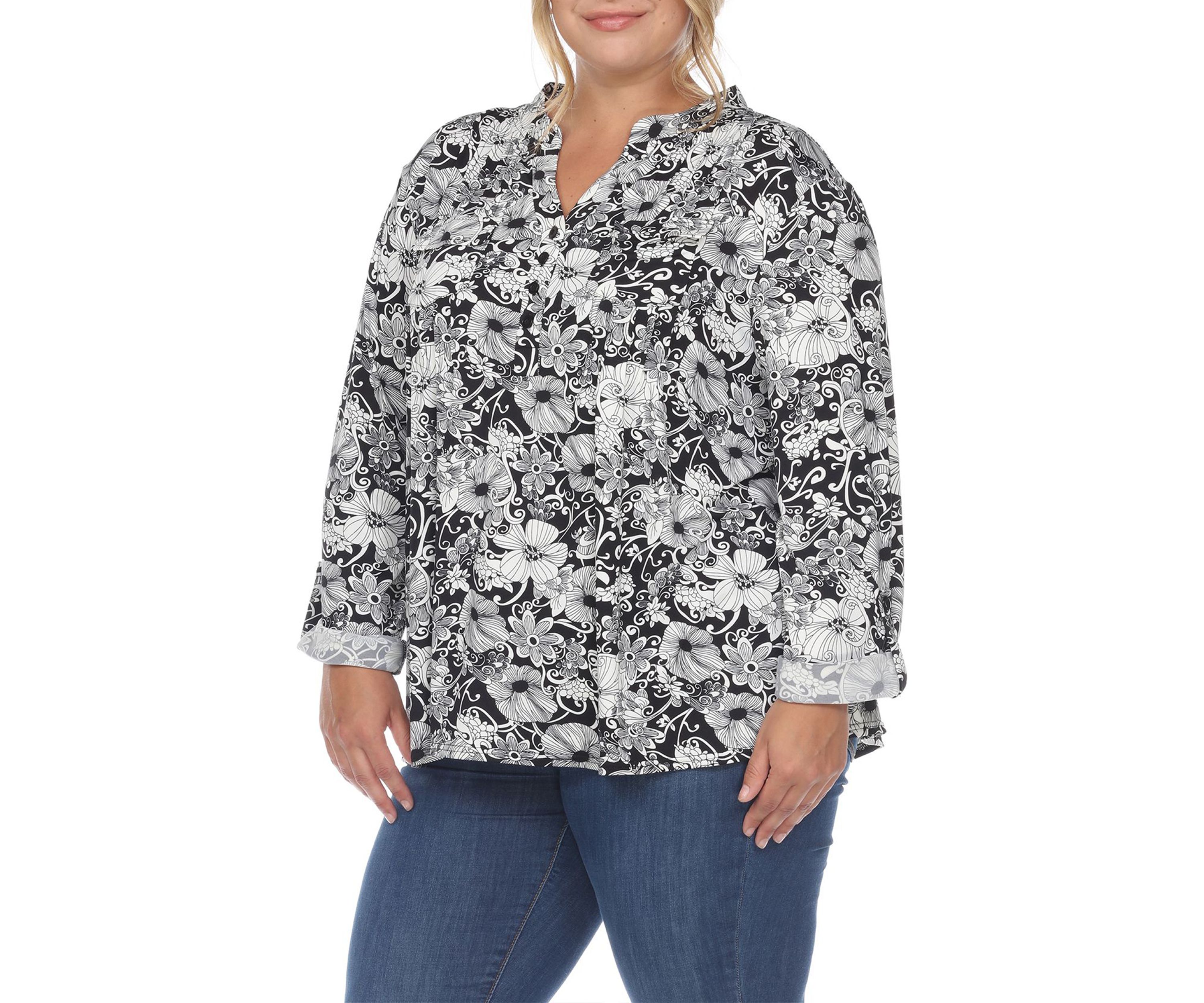PS Pleated Long Sleeve Floral Print Blouse