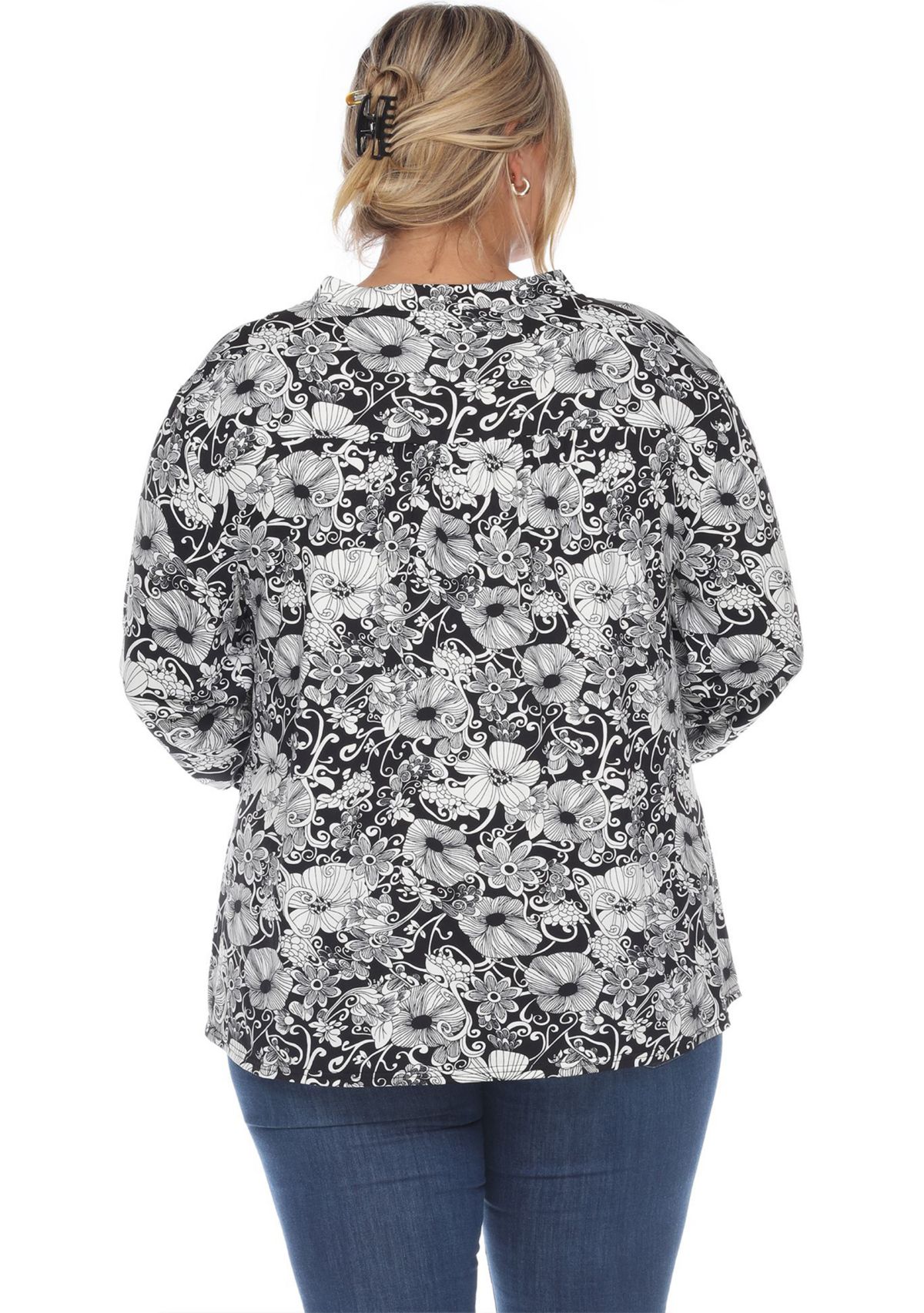 PS Pleated Long Sleeve Floral Print Blouse