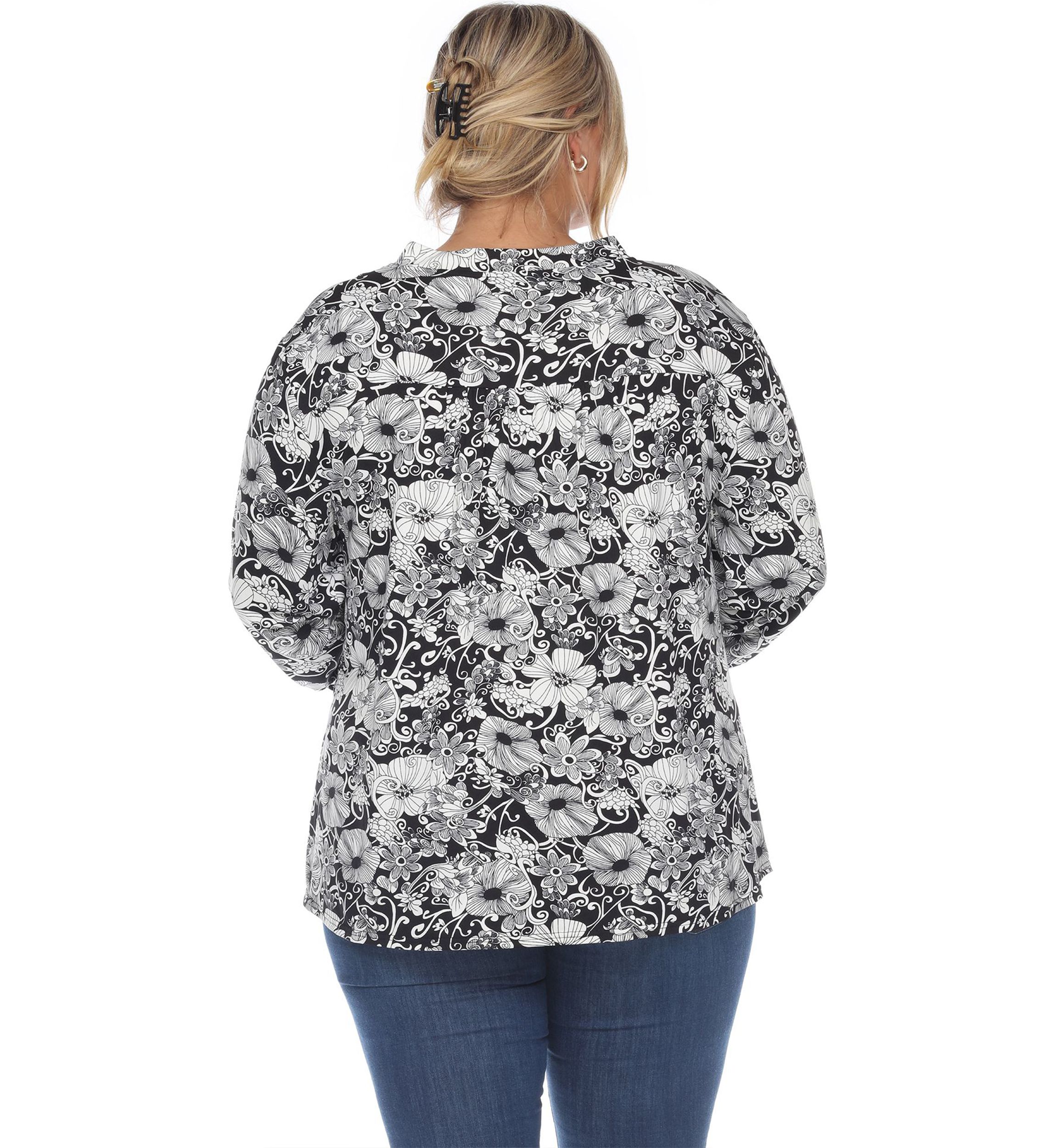 PS Pleated Long Sleeve Floral Print Blouse