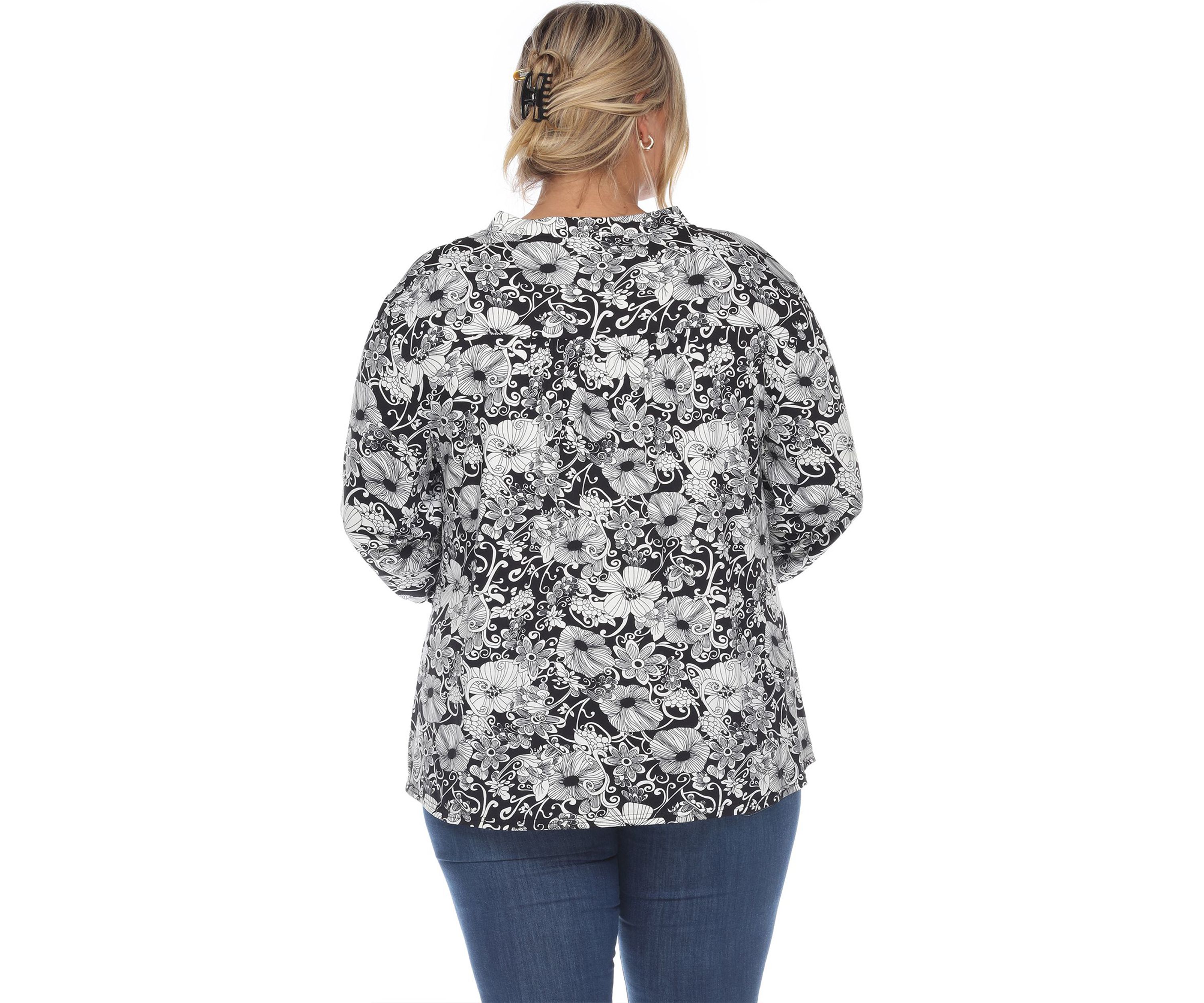 PS Pleated Long Sleeve Floral Print Blouse