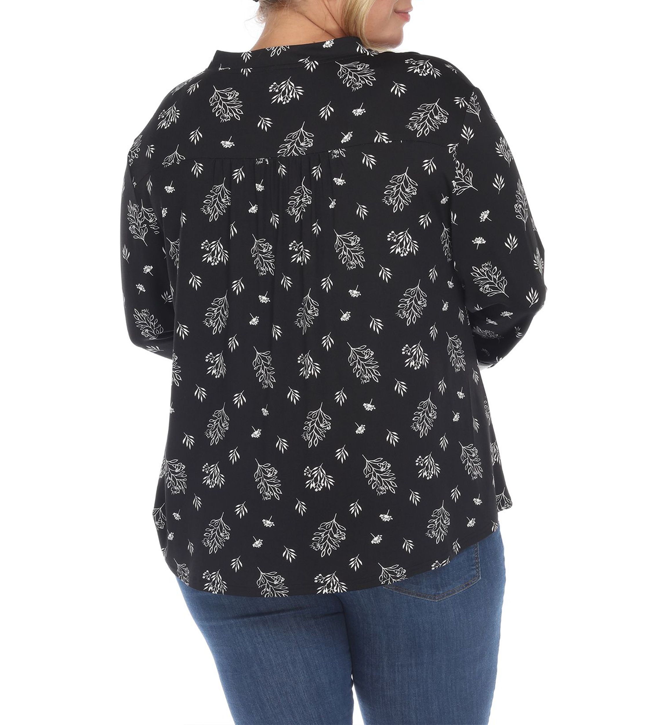 Plus Size Paisley Button Front Tunic Top