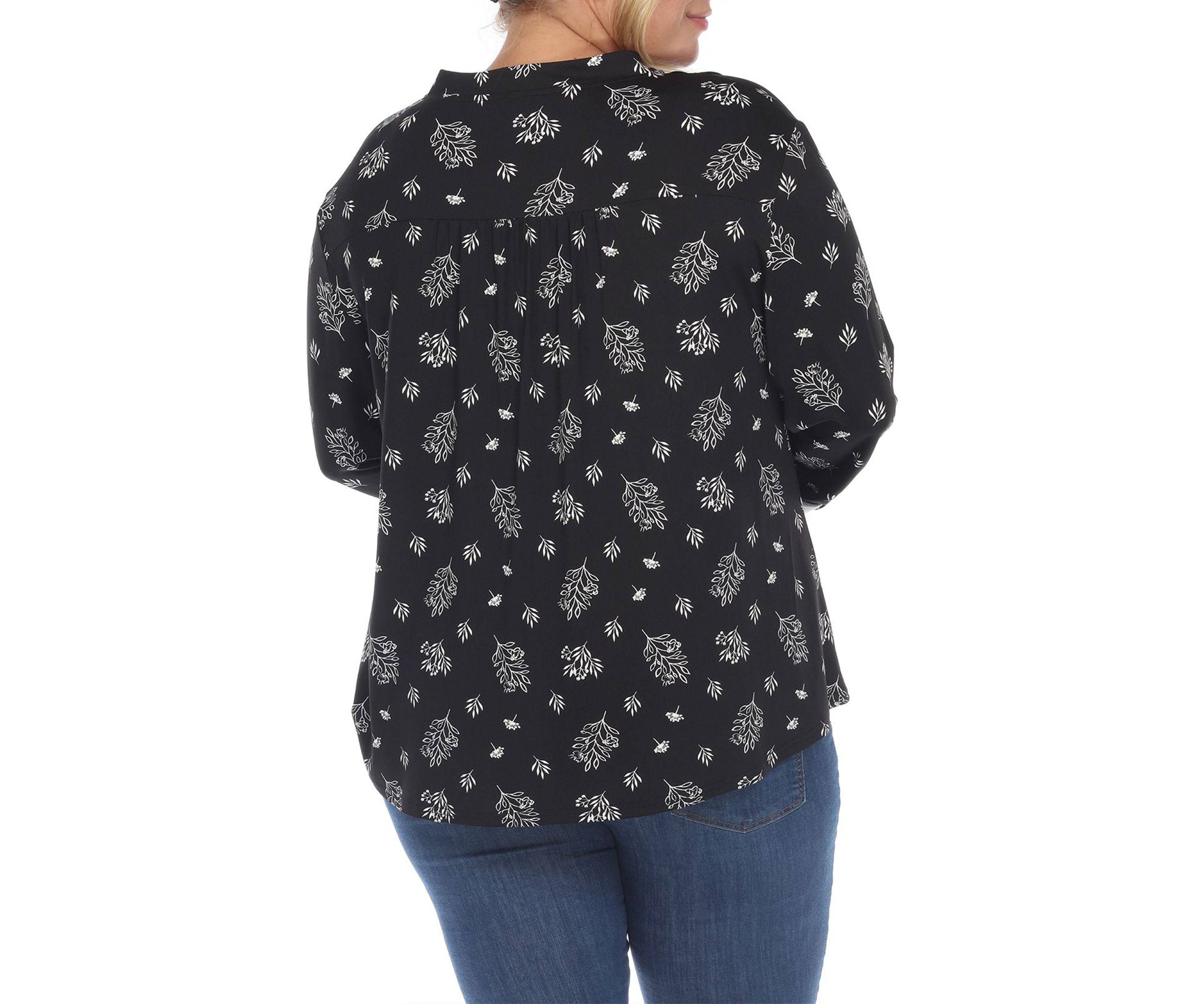 Plus Size Paisley Button Front Tunic Top