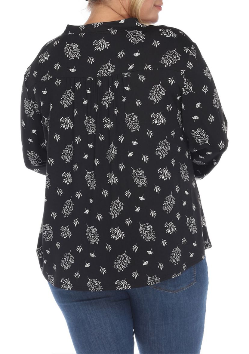 Plus Size Paisley Button Front Tunic Top