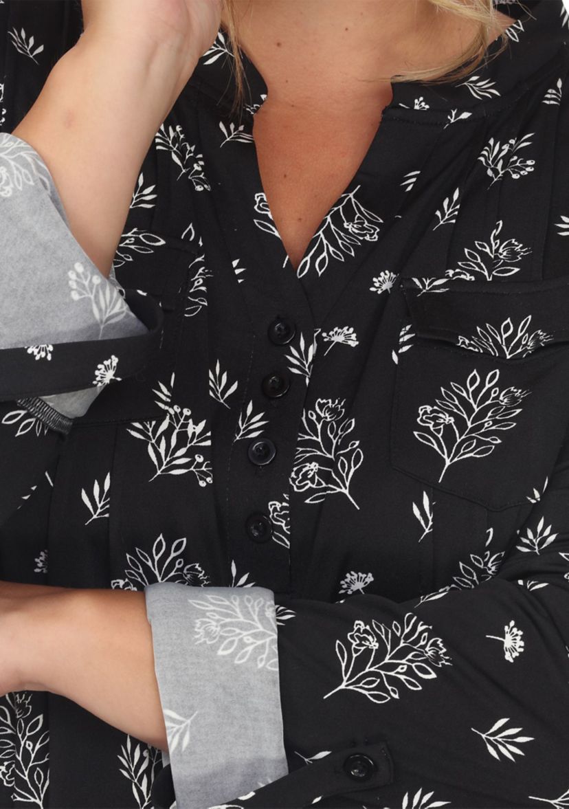 Plus Size Paisley Button Front Tunic Top