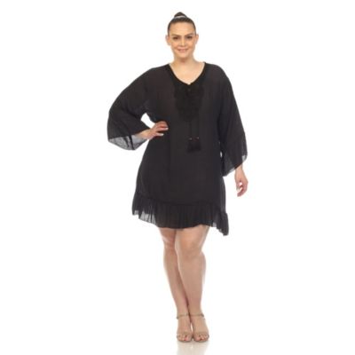 PS Sheer Embroidered Knee Length Cover Up Dress