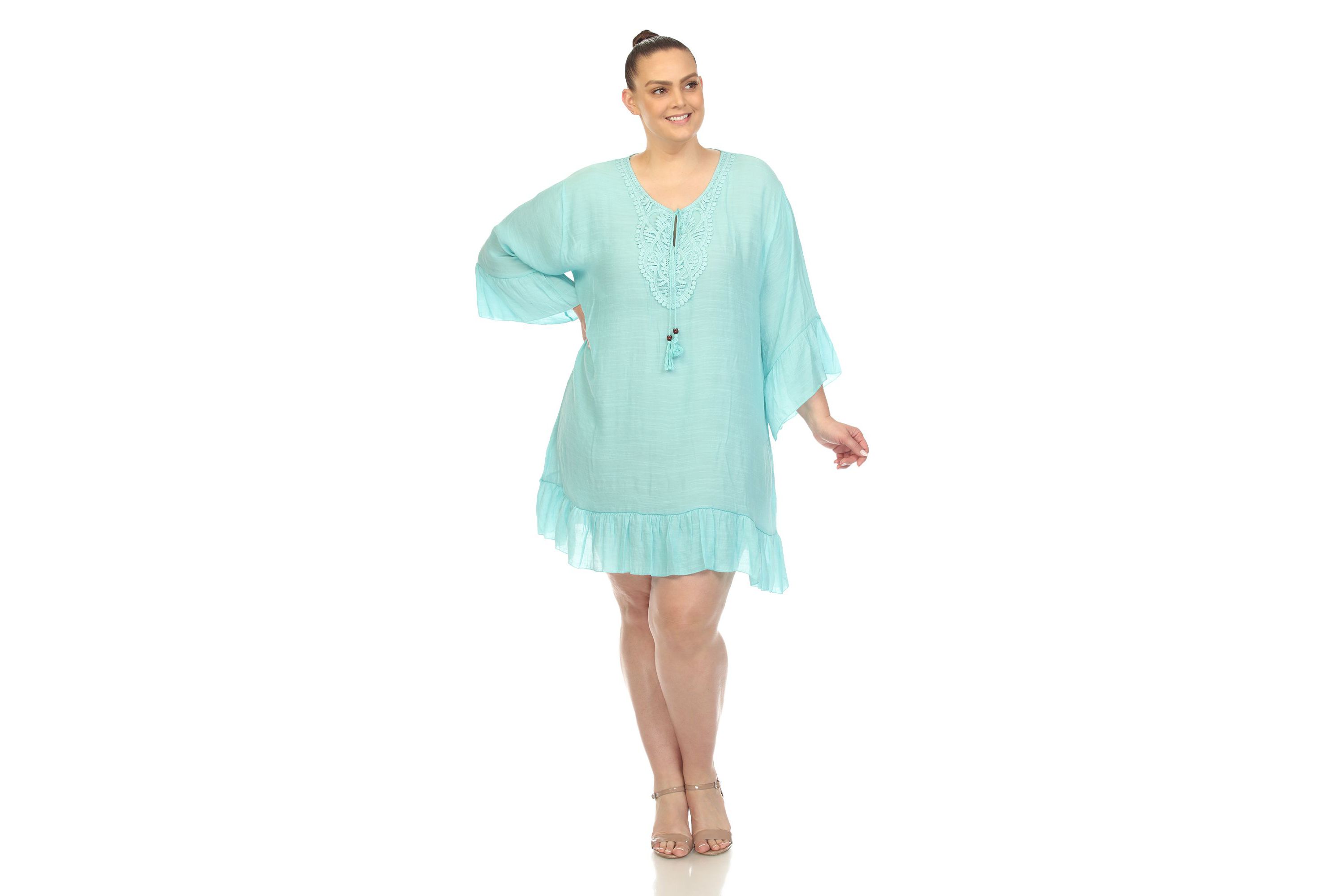 PS Sheer Embroidered Knee Length Cover Up Dress