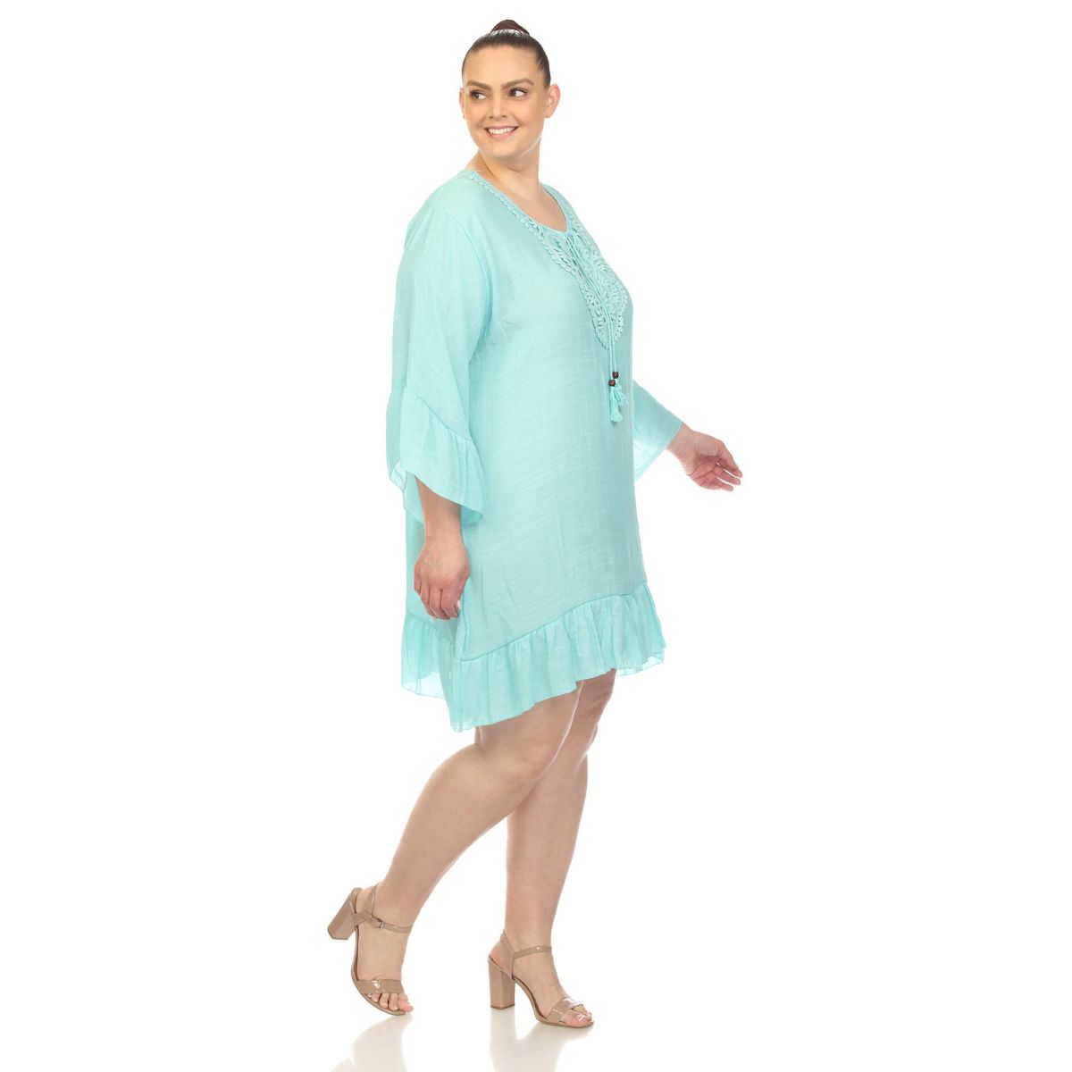 PS Sheer Embroidered Knee Length Cover Up Dress