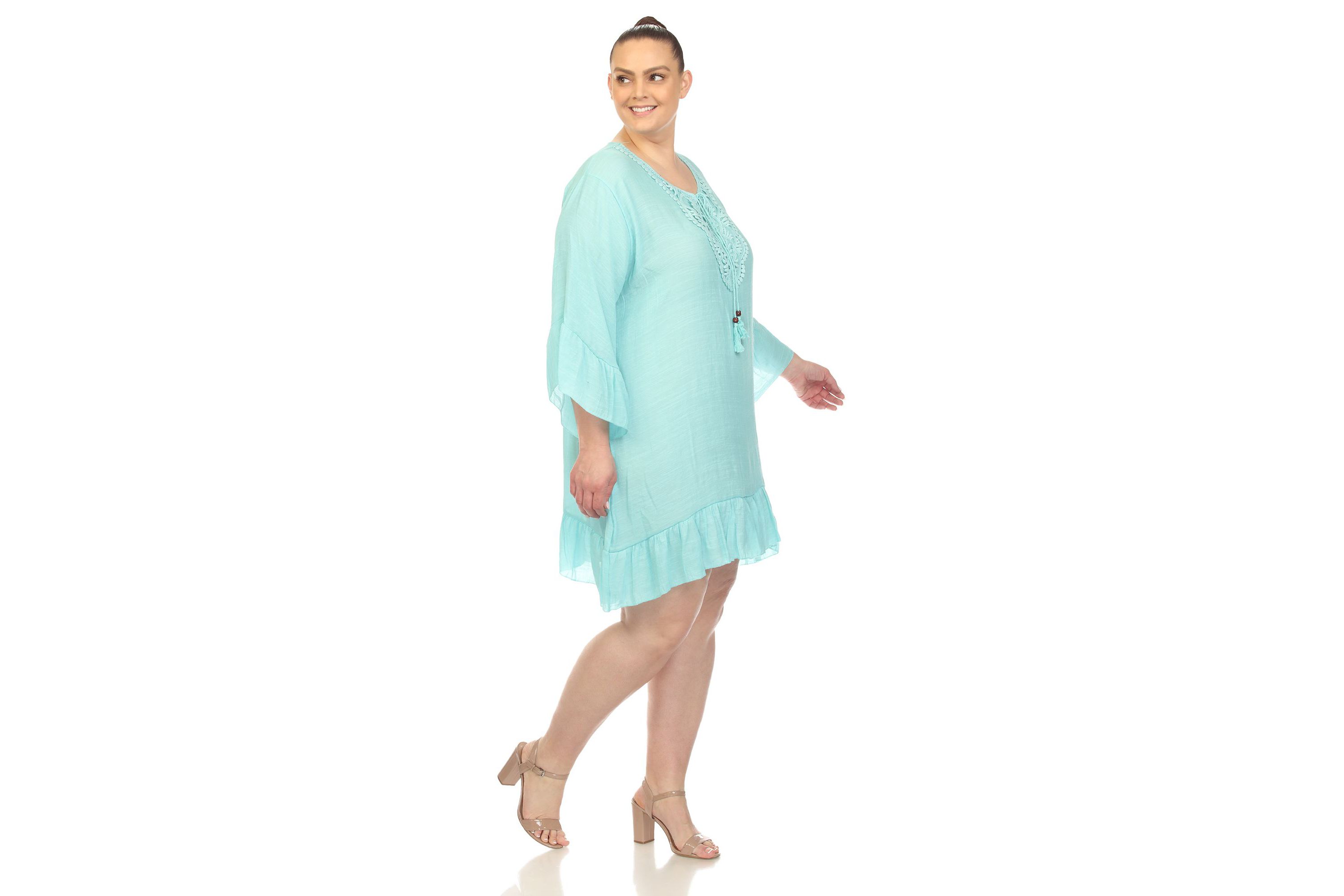 PS Sheer Embroidered Knee Length Cover Up Dress