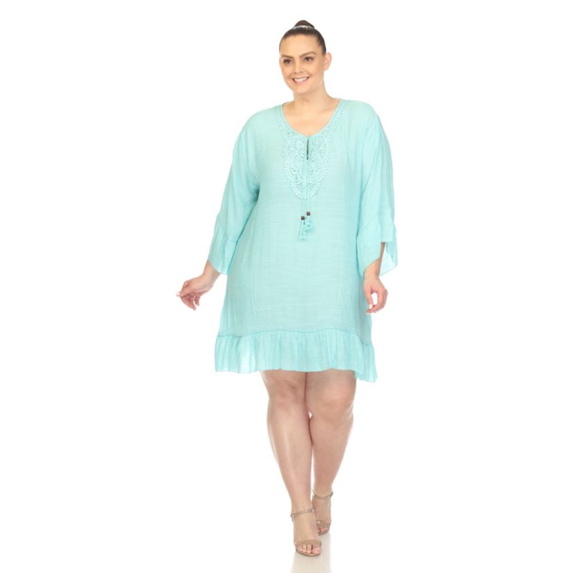 PS Sheer Embroidered Knee Length Cover Up Dress