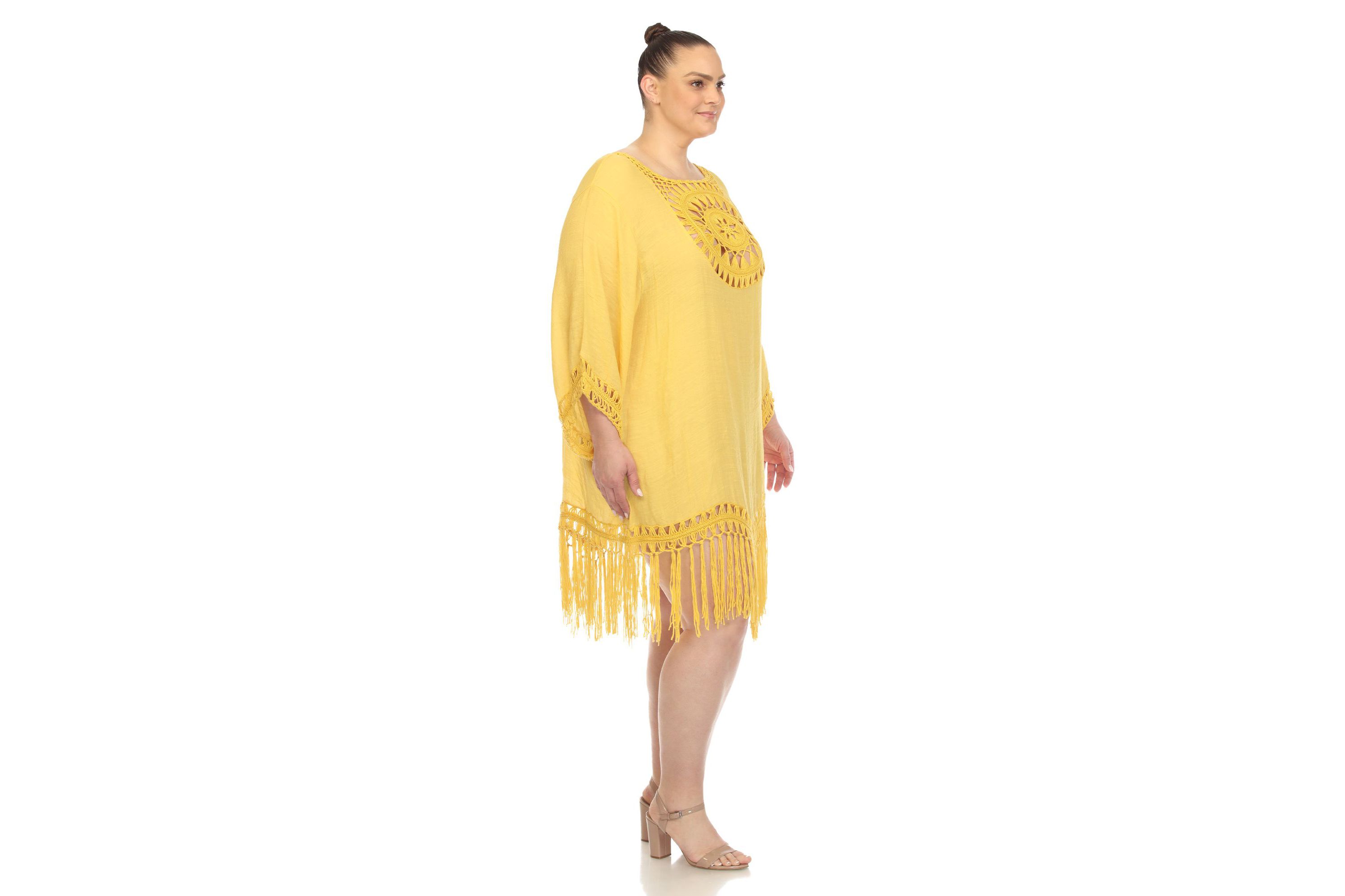Plus Size Crocheted Fringed Trim Dress  Cover Up