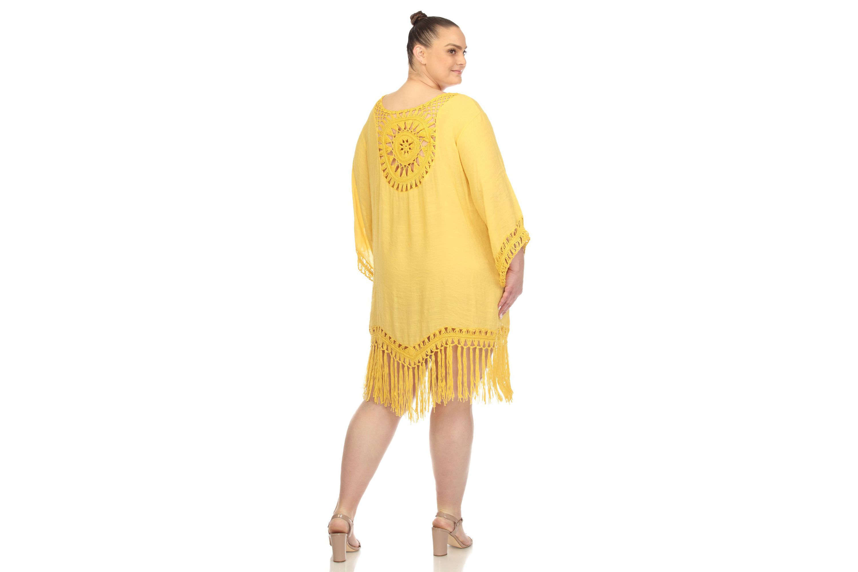 Plus Size Crocheted Fringed Trim Dress  Cover Up