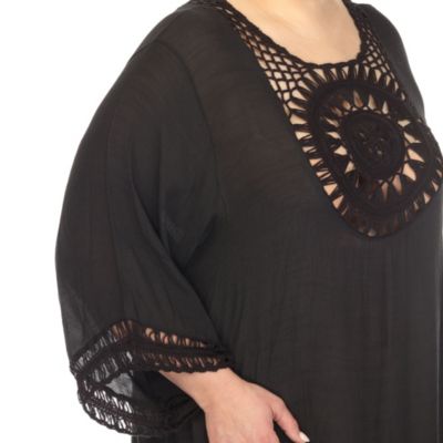 Plus Crocheted Fringed Trim Dress  Cover Up