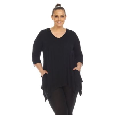 Plus Empire Cut V-Neck Tunic Top