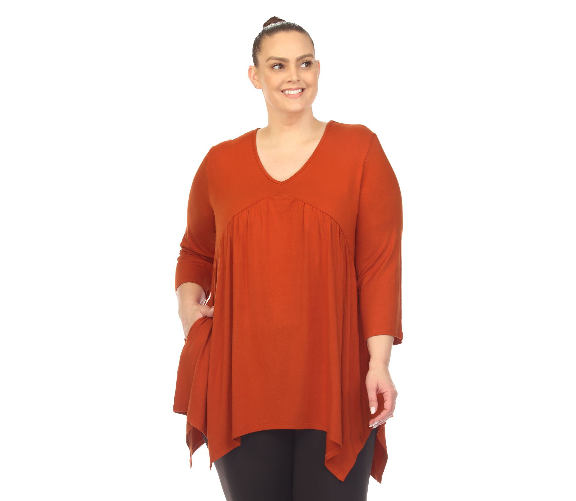 Plus Size Empire Cut V-Neck Tunic Top
