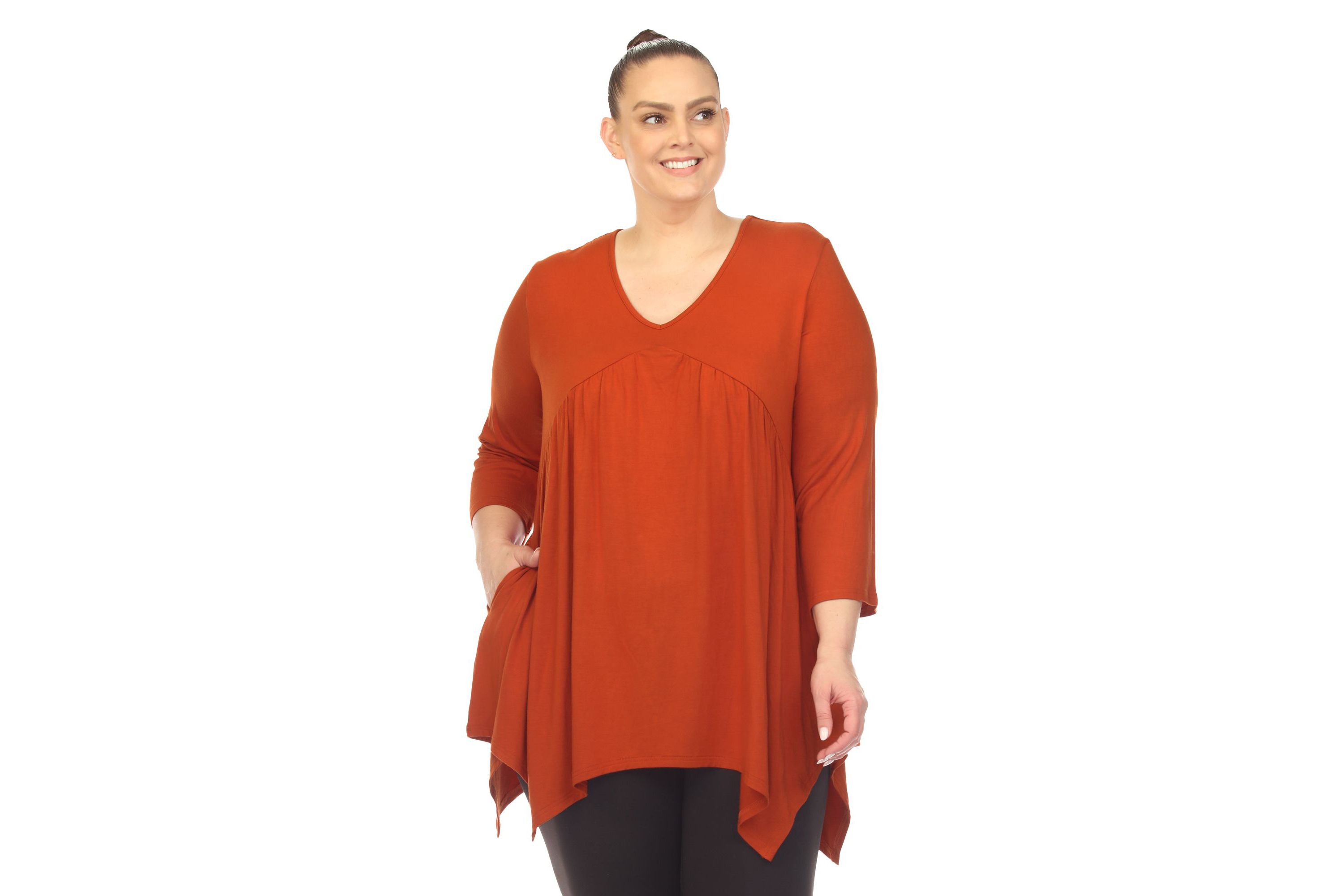Plus Size Empire Cut V-Neck Tunic Top