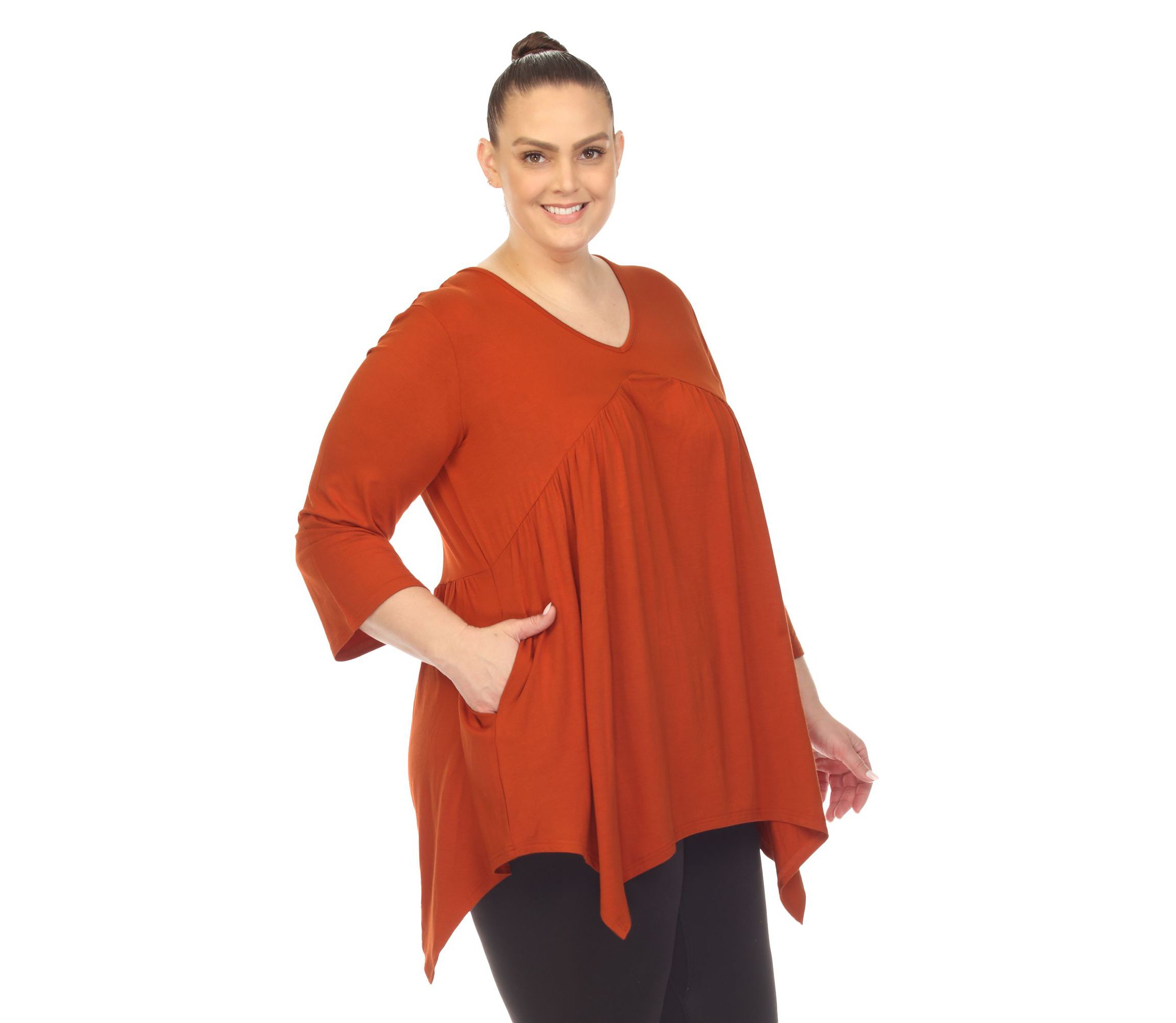 Plus Size Empire Cut V-Neck Tunic Top