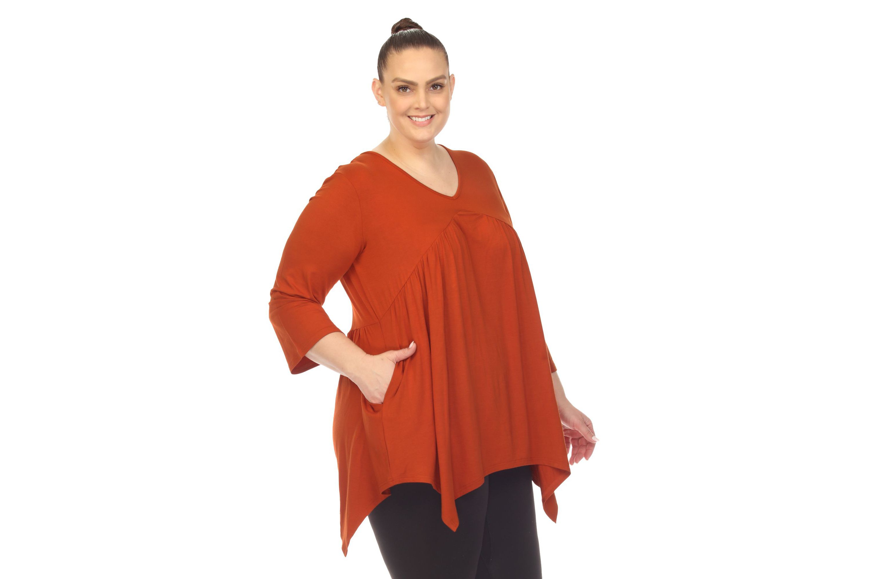 Plus Size Empire Cut V-Neck Tunic Top