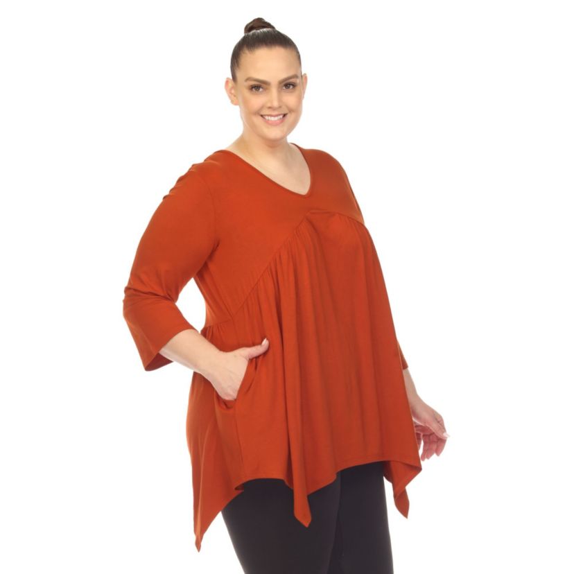 Plus Size Empire Cut V-Neck Tunic Top