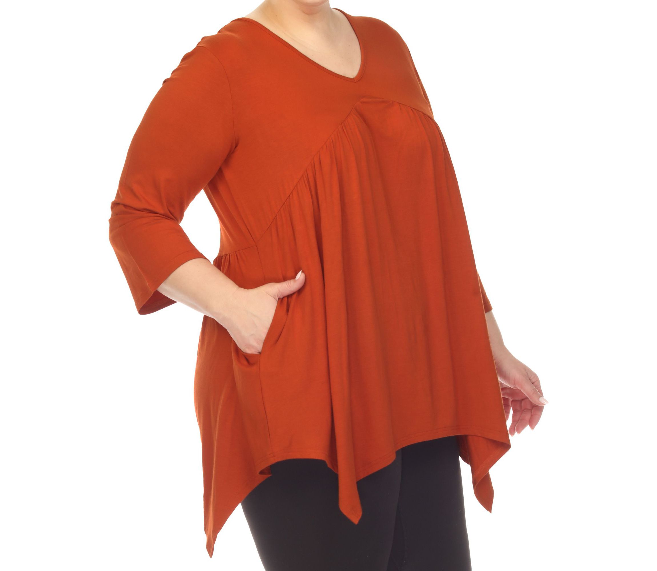 Plus Size Empire Cut V-Neck Tunic Top