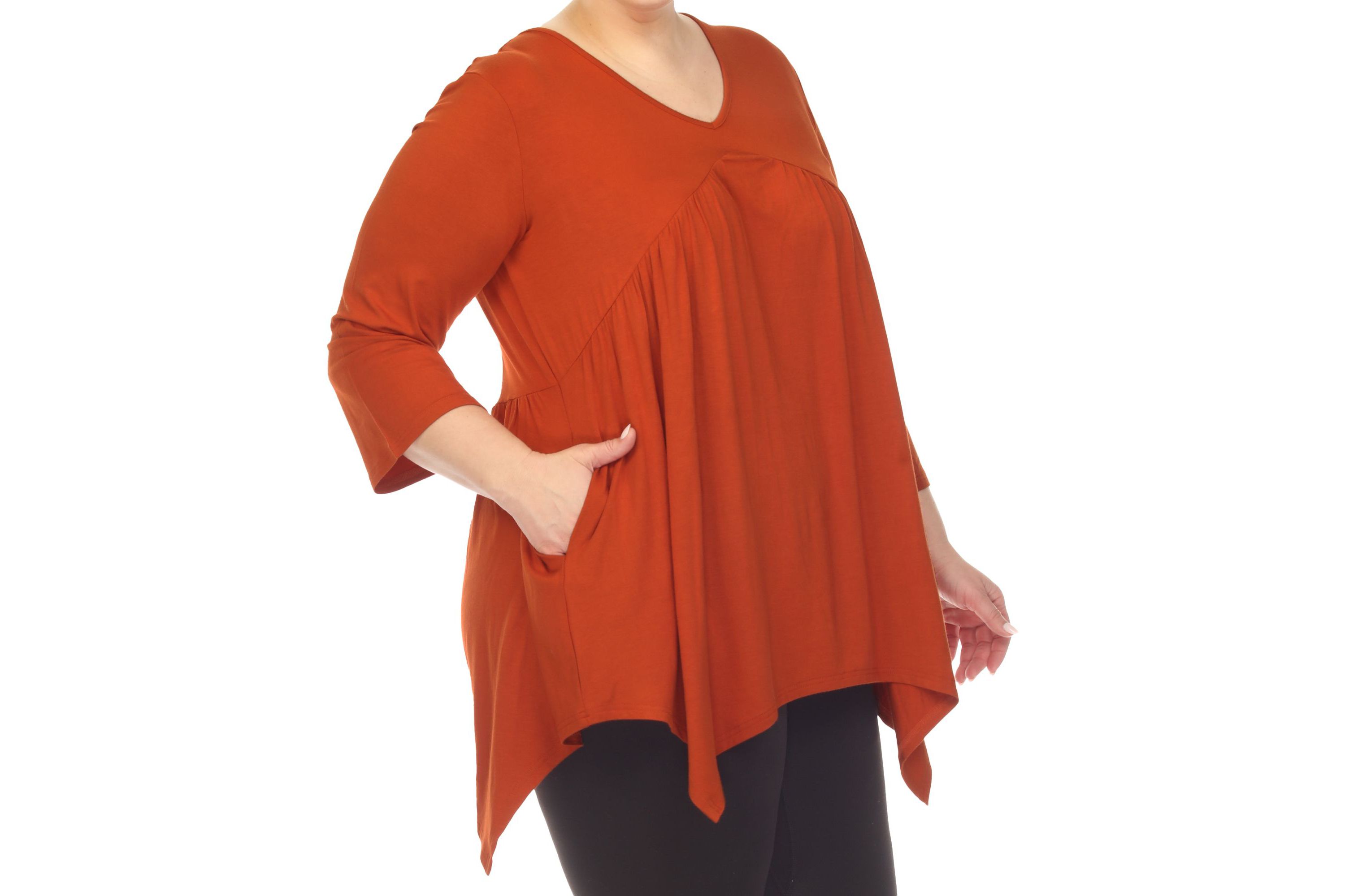 Plus Size Empire Cut V-Neck Tunic Top
