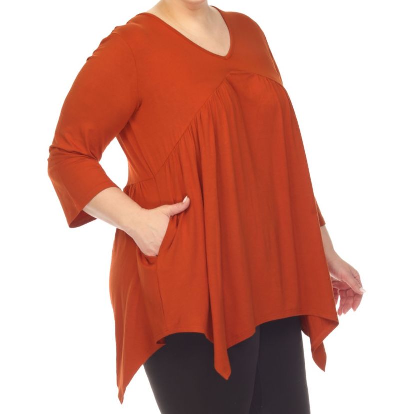 Plus Size Empire Cut V-Neck Tunic Top