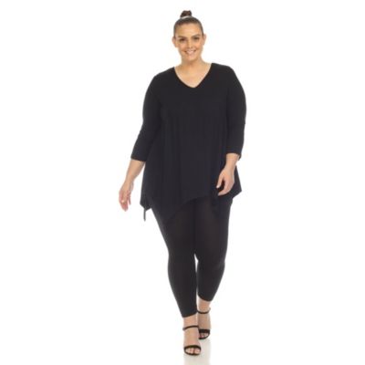 Plus Empire Cut V-Neck Tunic Top