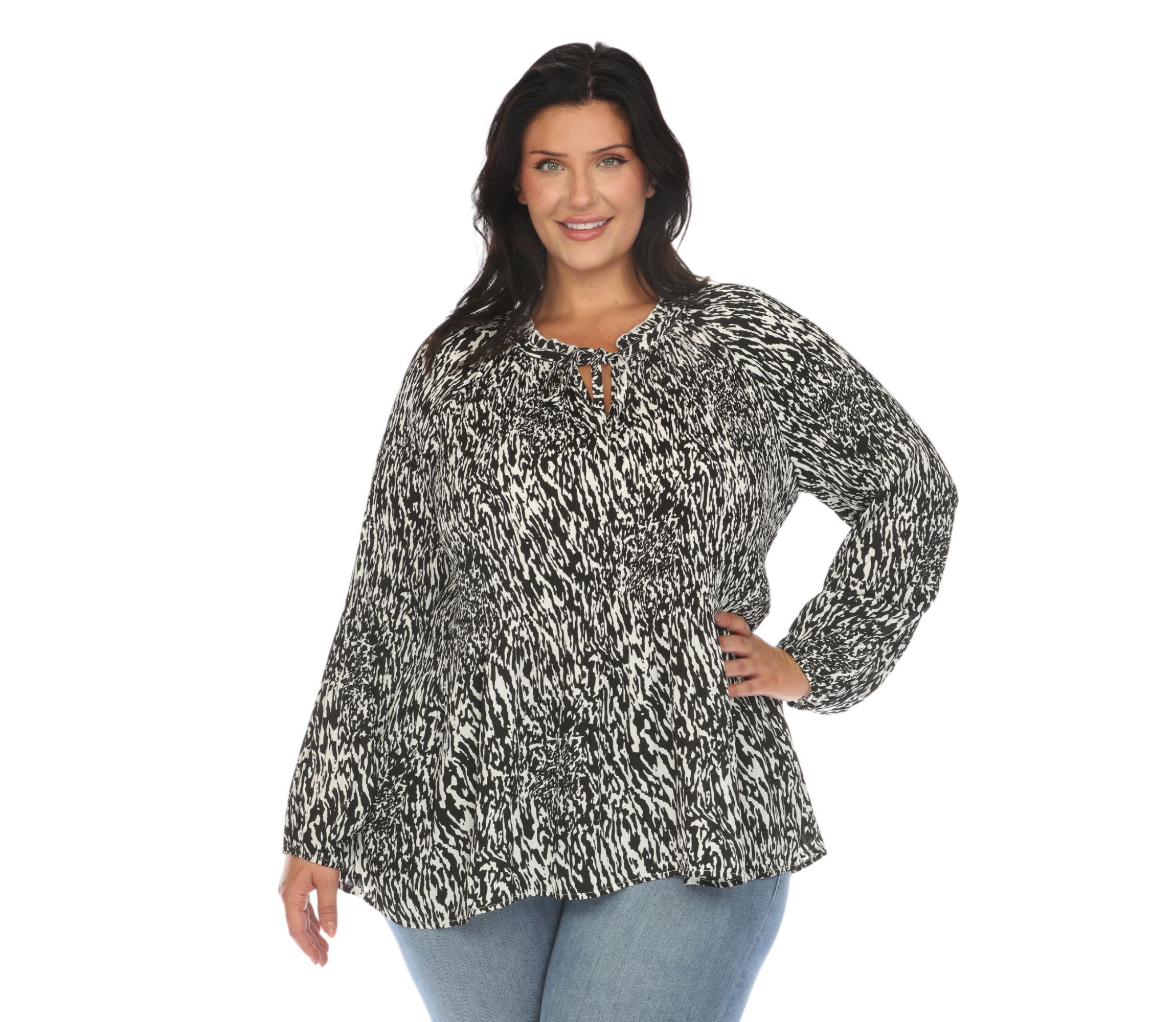 Plus Size Printed Peasant Blouse