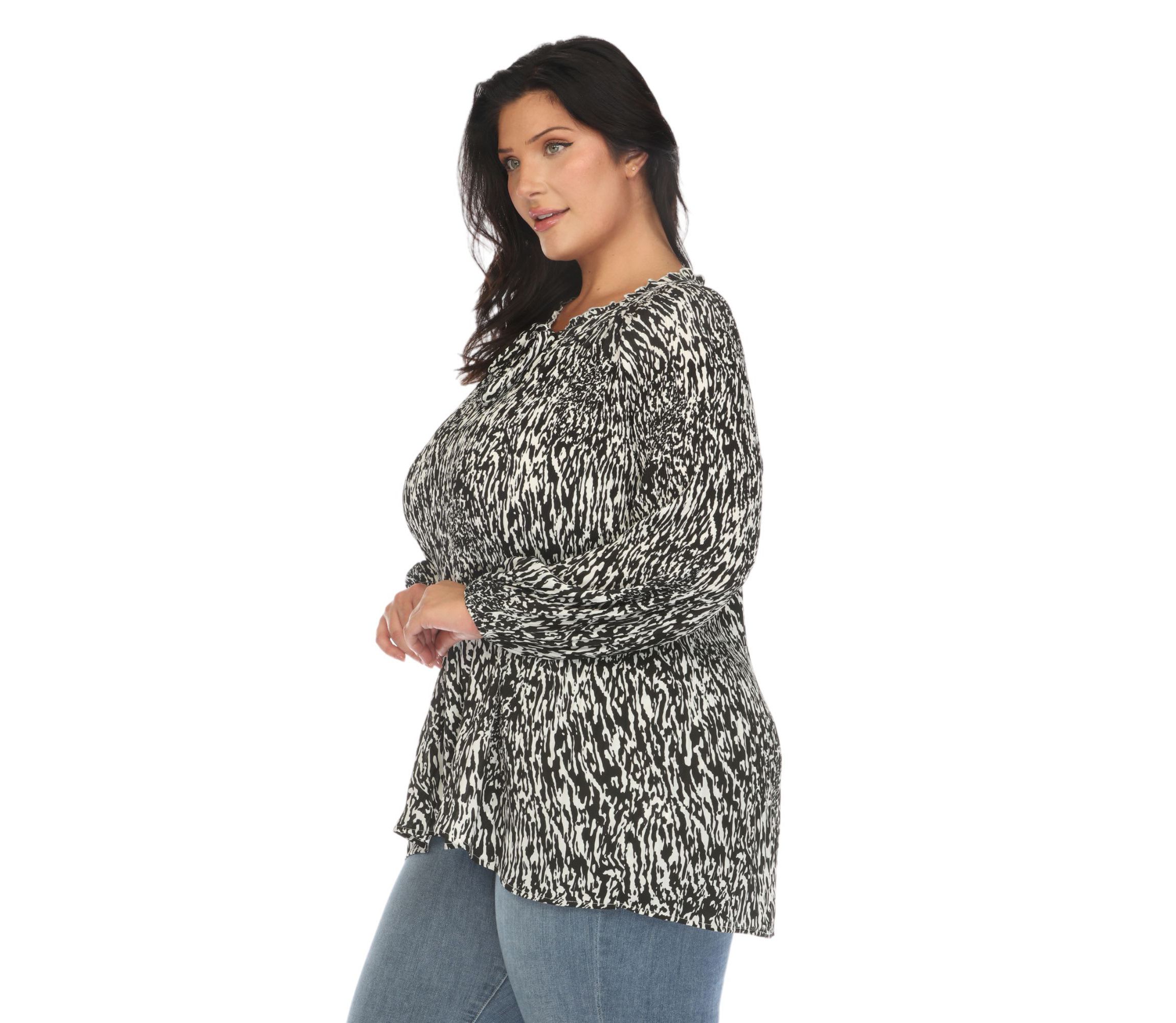 Plus Size Printed Peasant Blouse