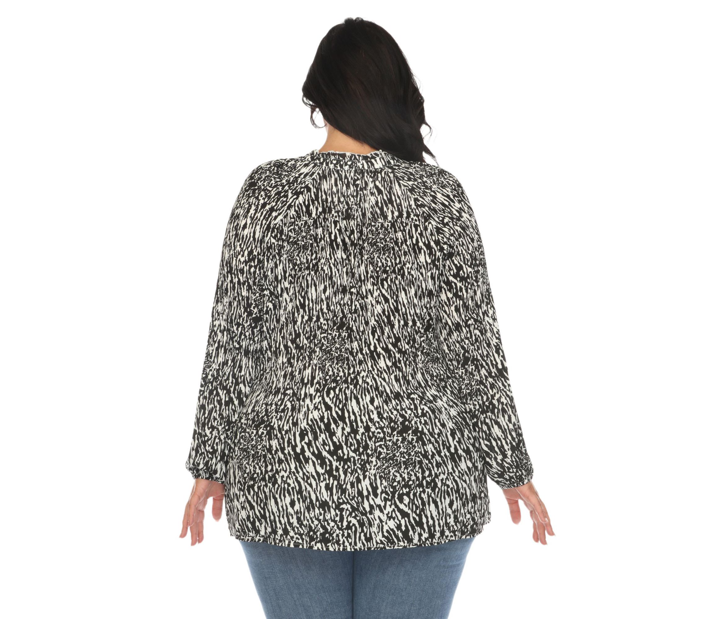 Plus Size Printed Peasant Blouse