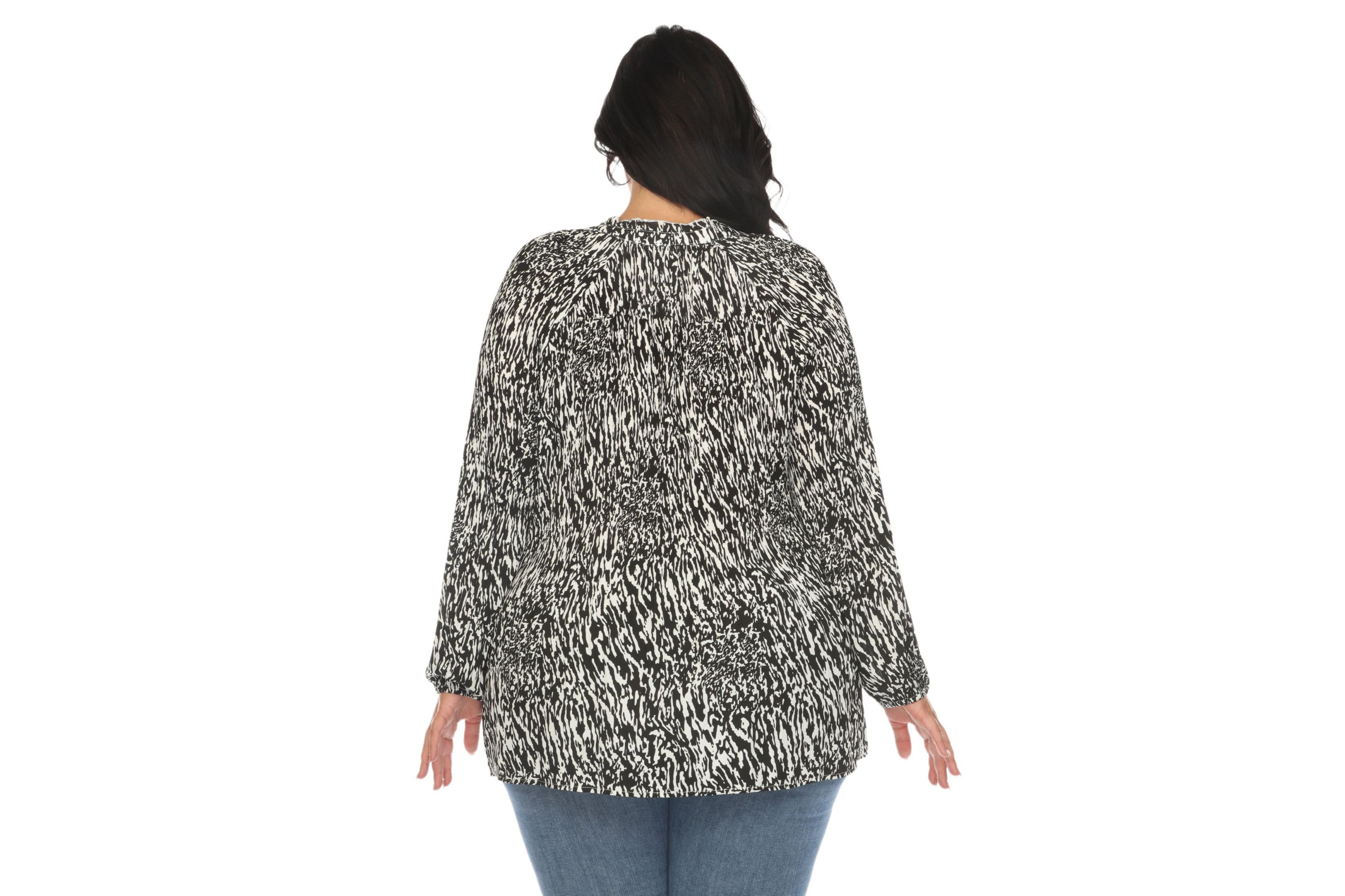 Plus Size Printed Peasant Blouse
