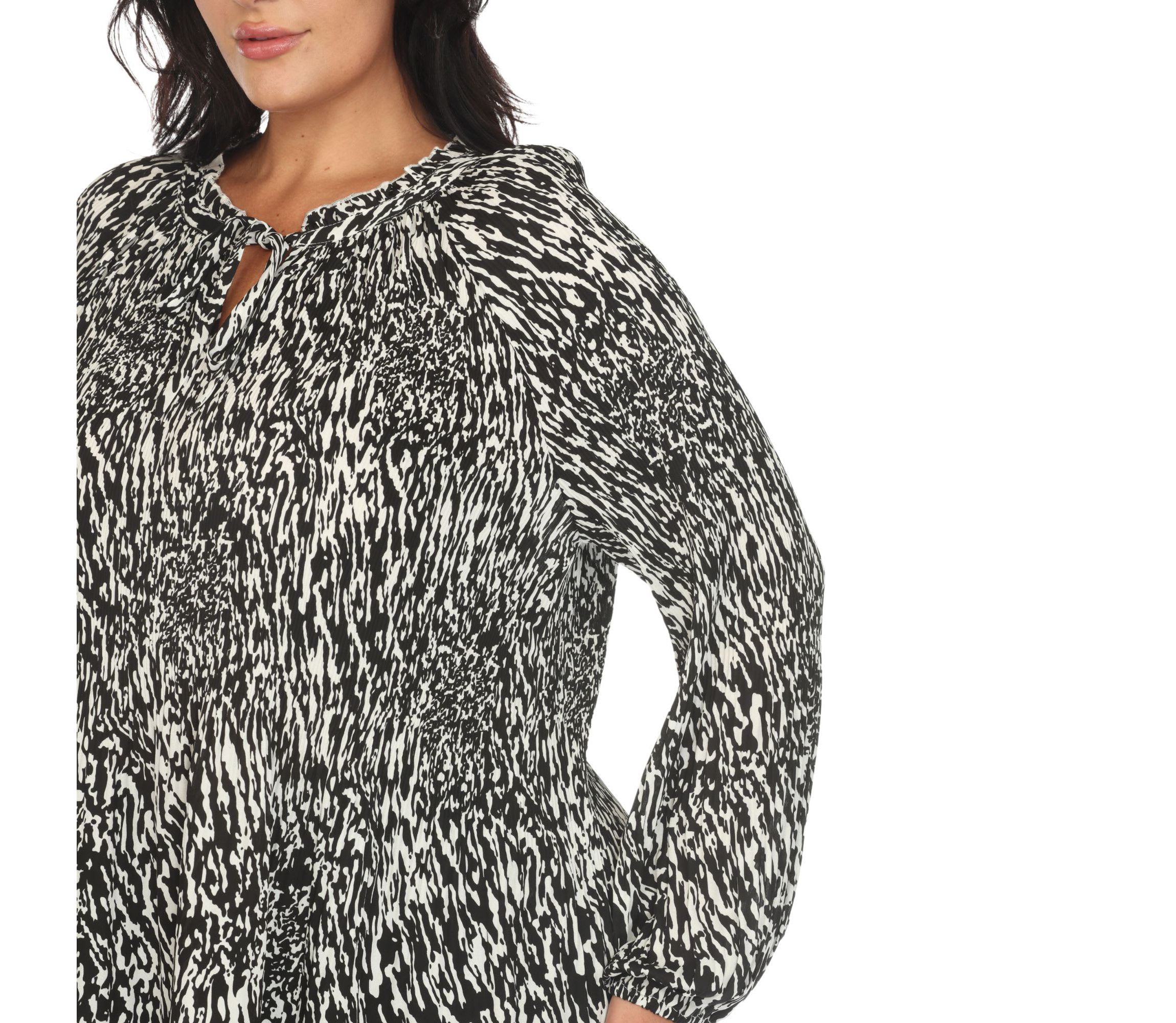 Plus Size Printed Peasant Blouse