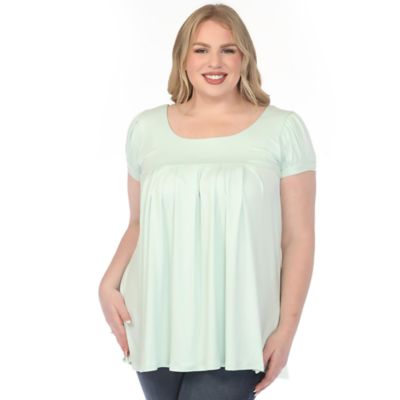 White Mark Women's Plus Size Cap Sleeve Pleated Top